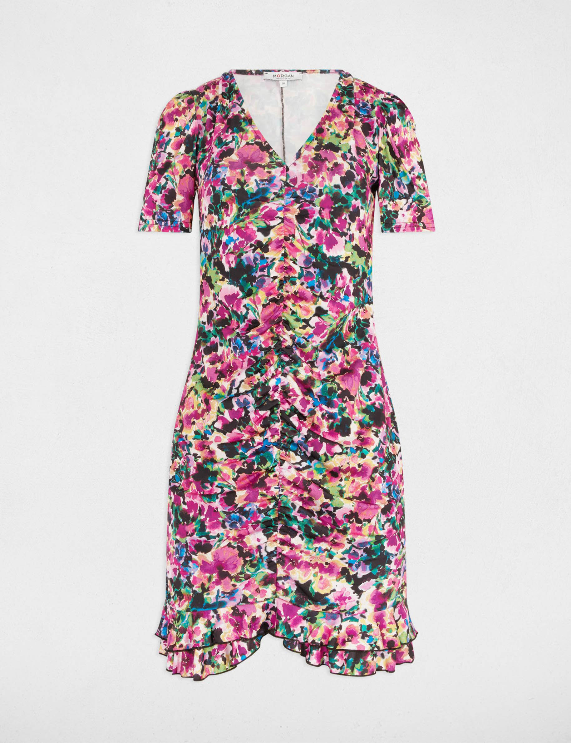 robe courte ajustee imprimee multicolore femme Robe courte ajustée imprimée multicolore femme