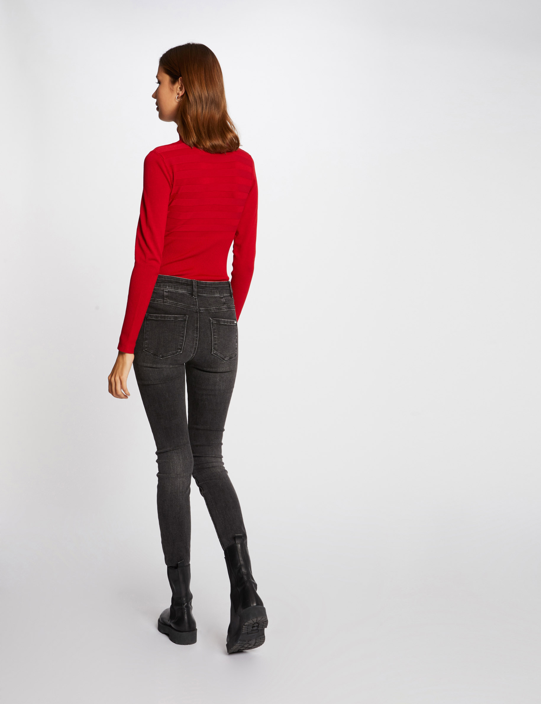 pull manches longues avec col roule rouge femme Pull manches longues avec col roulé rouge femme