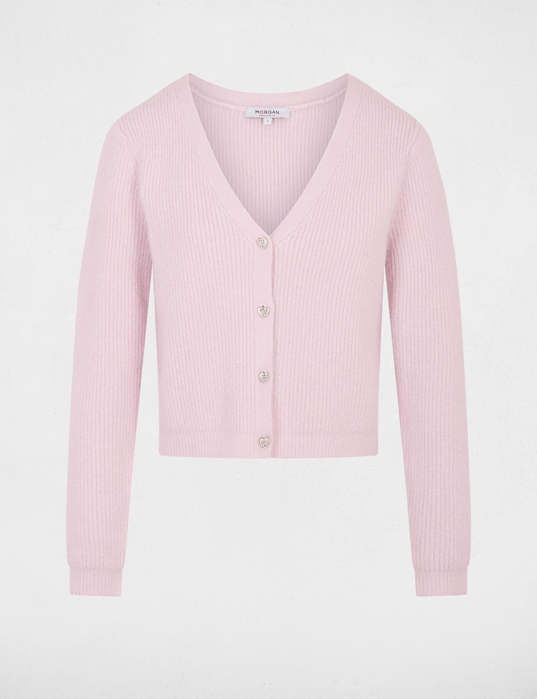 Gilet col en V rose pastel femme