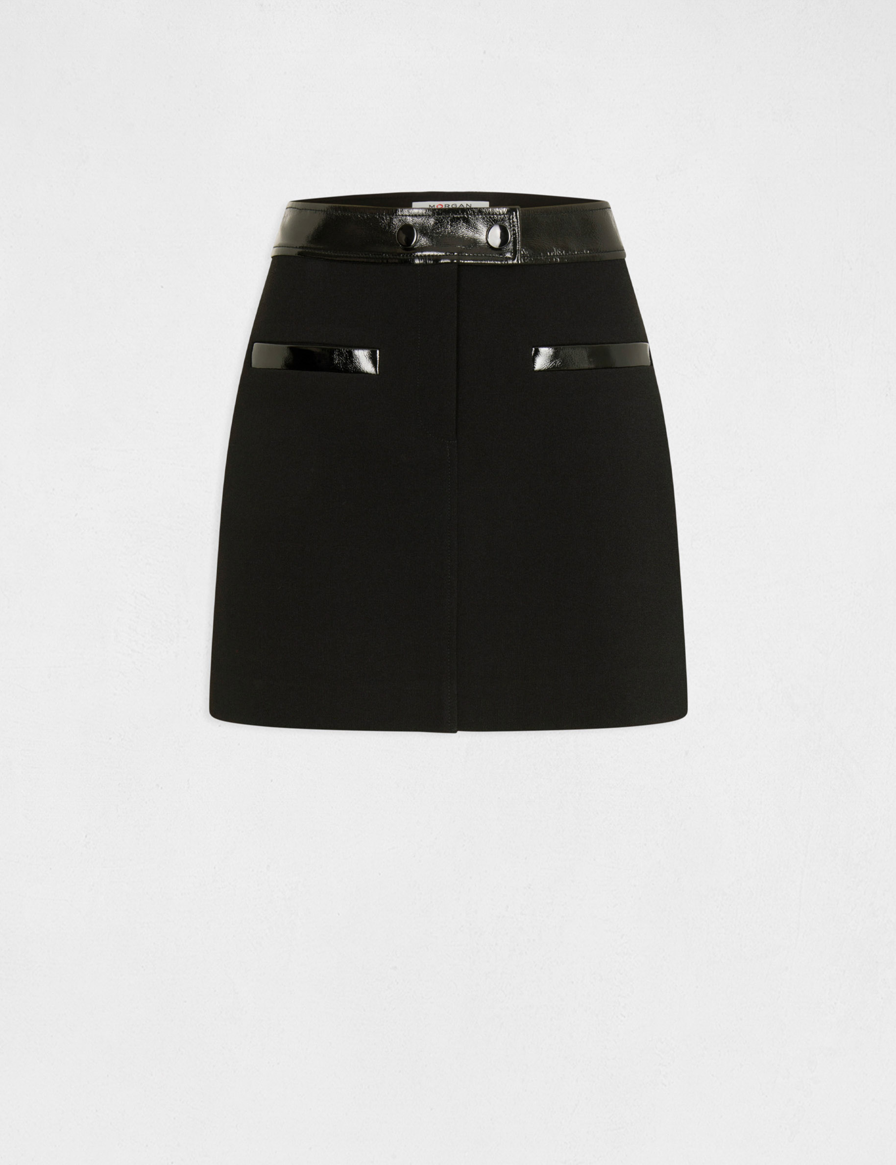 jupe droite avec details vinyle noir femme Jupe droite avec détails vinyle noir femme
