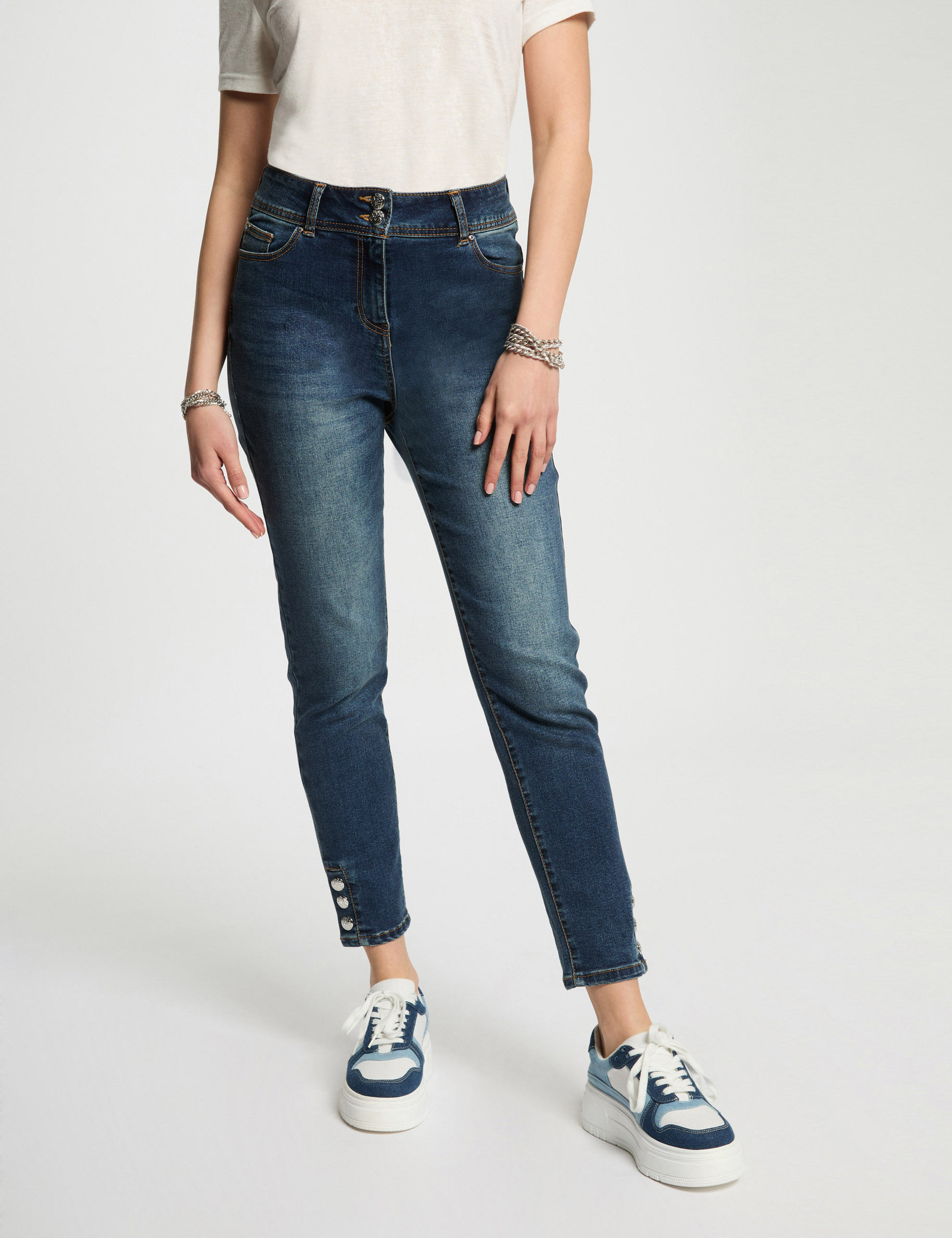 jeans slim 78eme denim stone femme Jeans slim 7/8ème denim stone femme