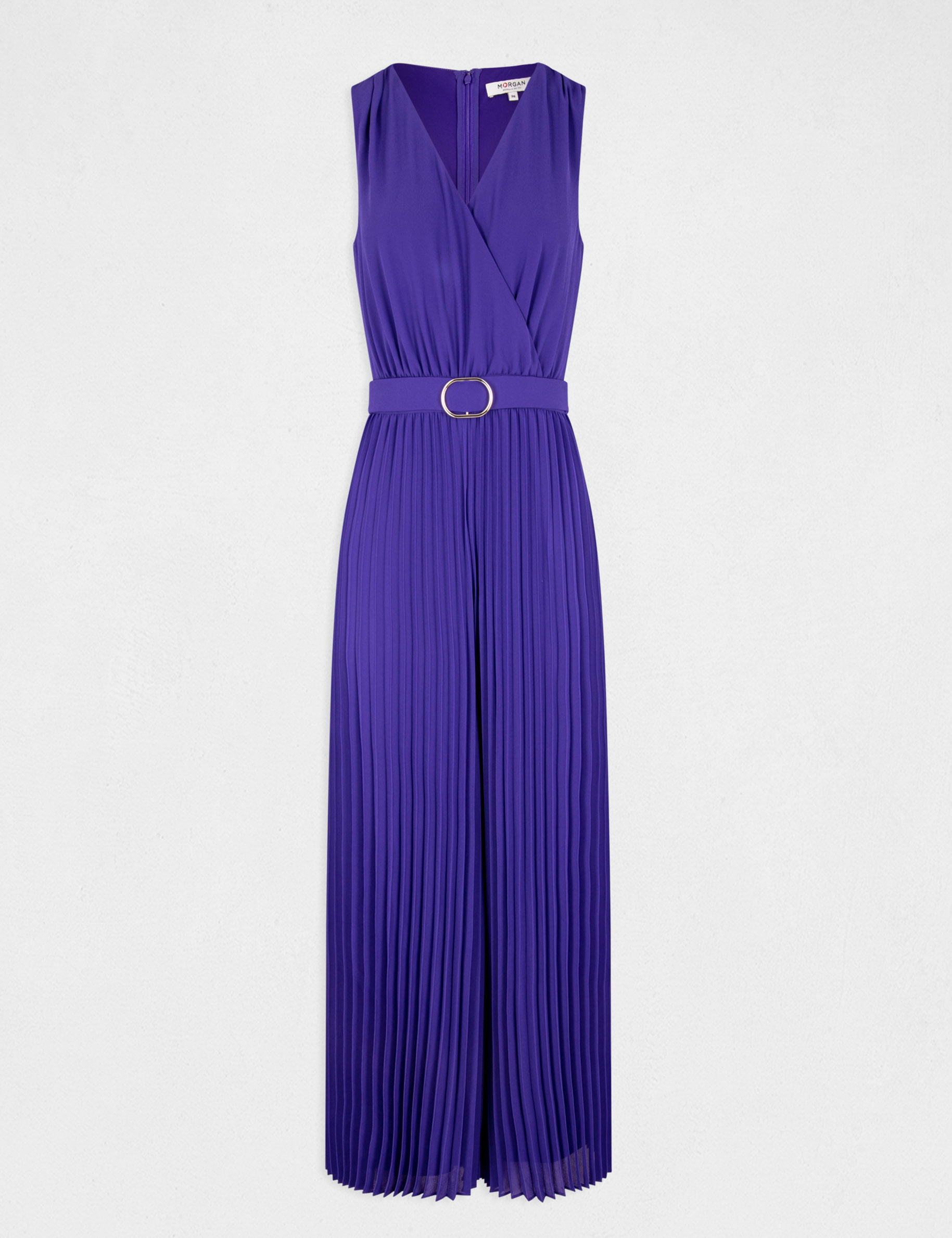 Combinaison ample à jambes plissées violet fonce femme