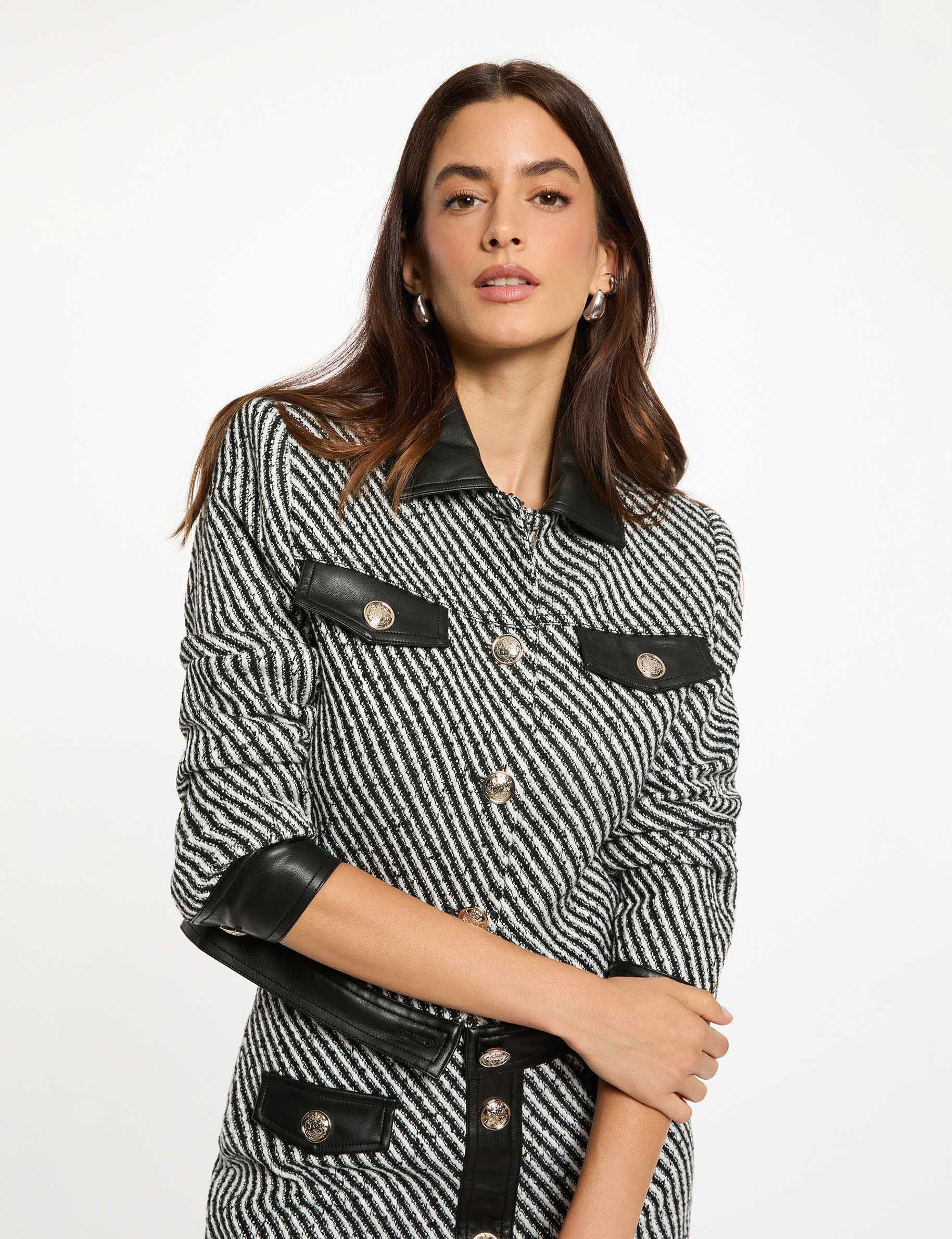 Veste ajust&eacute;e tweed noir femme