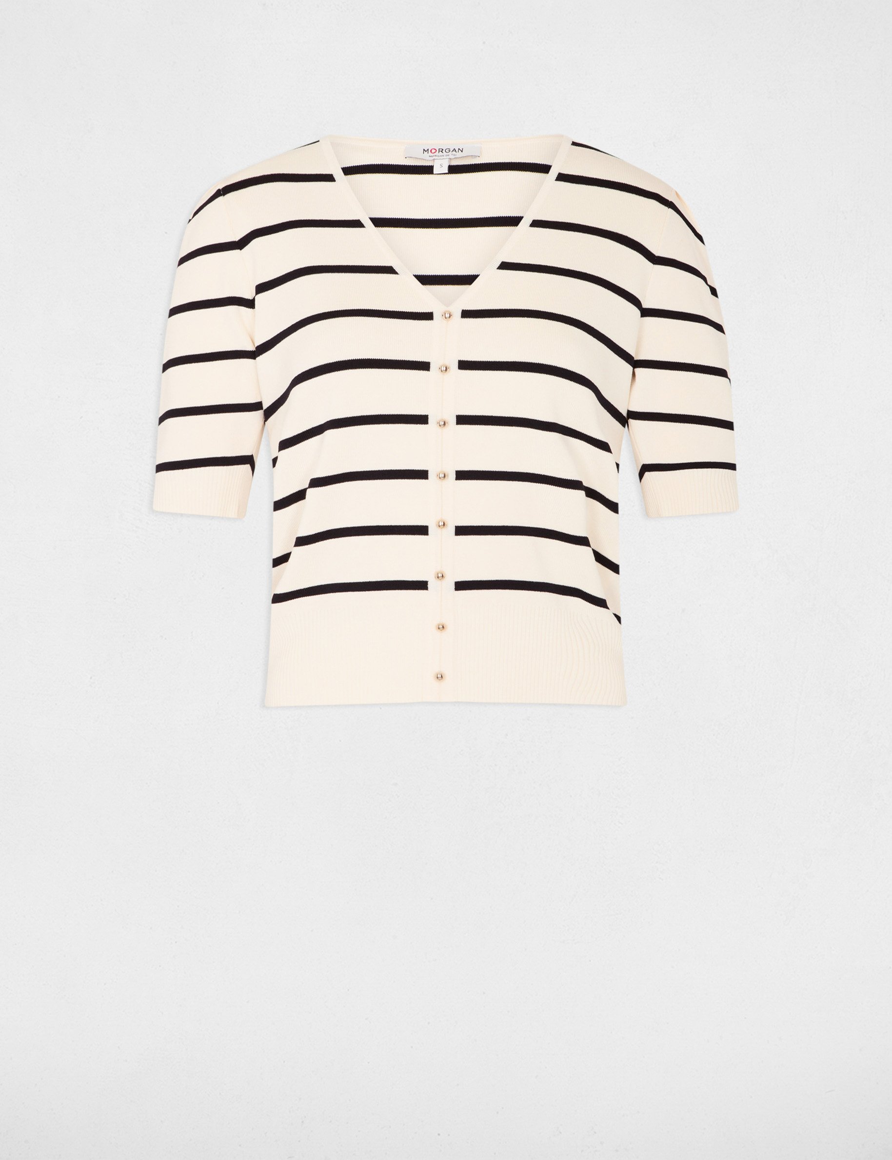 pull manches courtes raye ivoire femme Pull manches courtes rayé ivoire femme