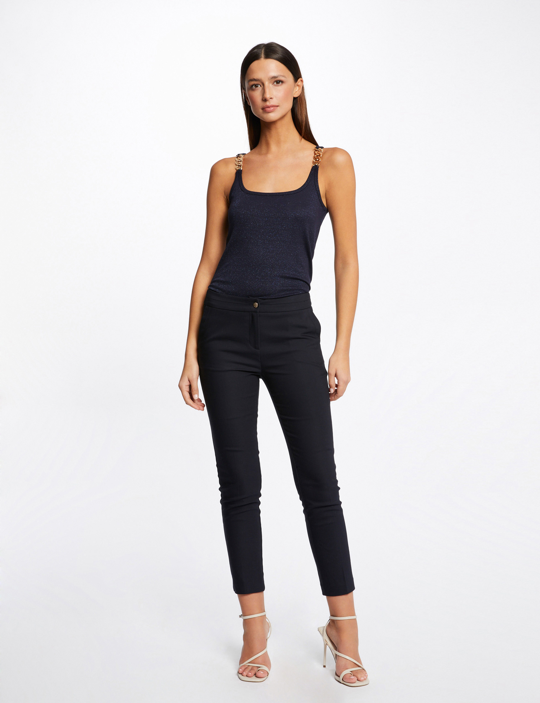 Débardeur bretelles larges avec chaînes marine femme Débardeur bretelles larges avec chaînes marine femme