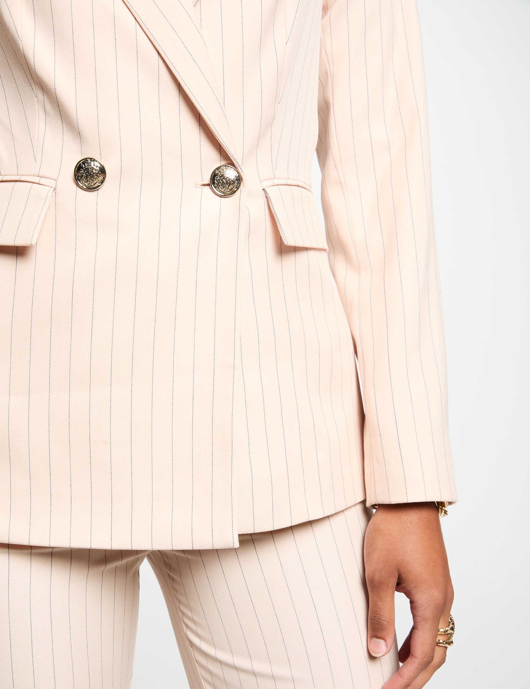 blazer cintre raye rose clair femme Blazer cintré rayé rose clair femme