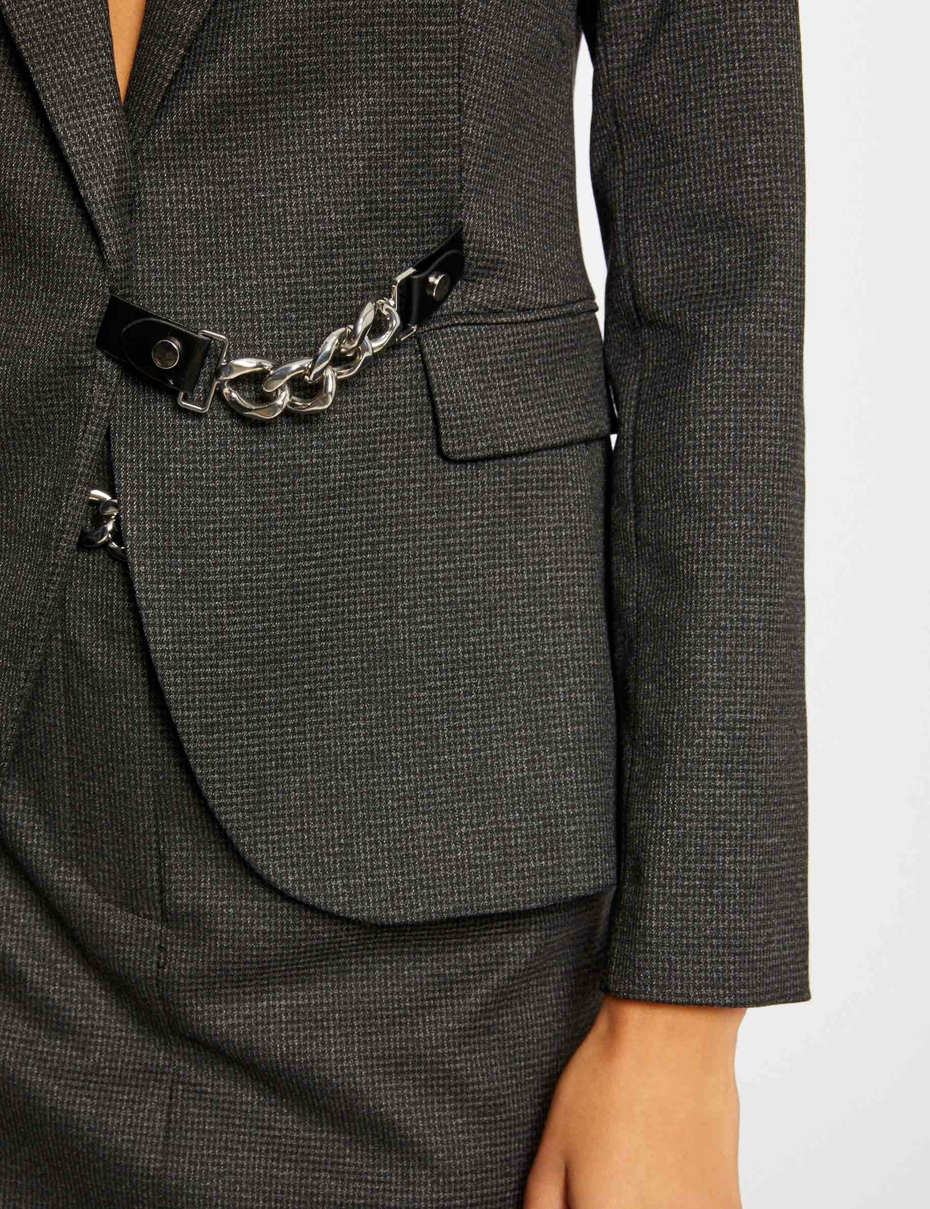 Veste city droite à détail chaîne gris anthracite femme Veste city droite à détail chaîne gris anthracite femme