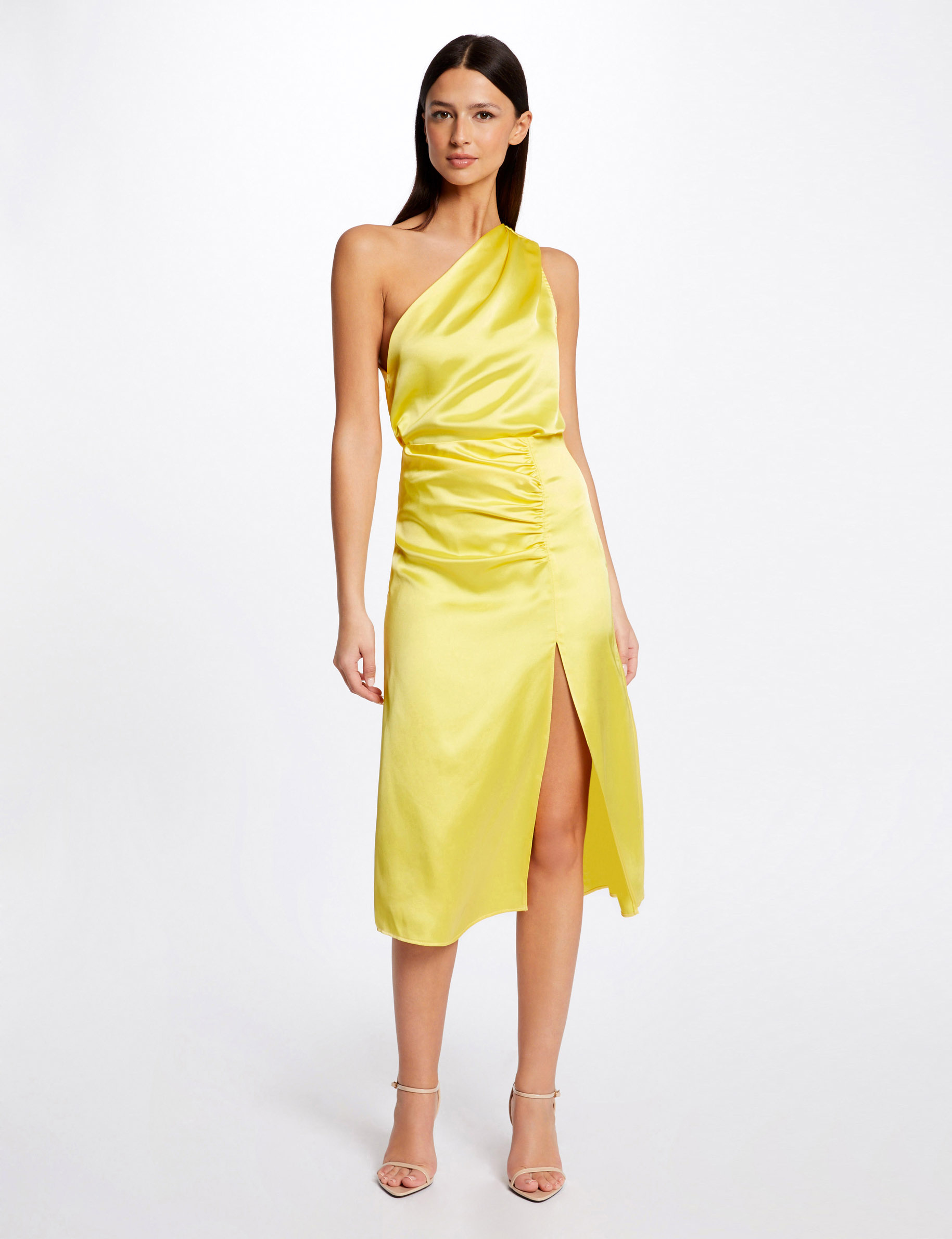 Blouse asymétrique satin jaune femme Blouse asymétrique satin jaune femme