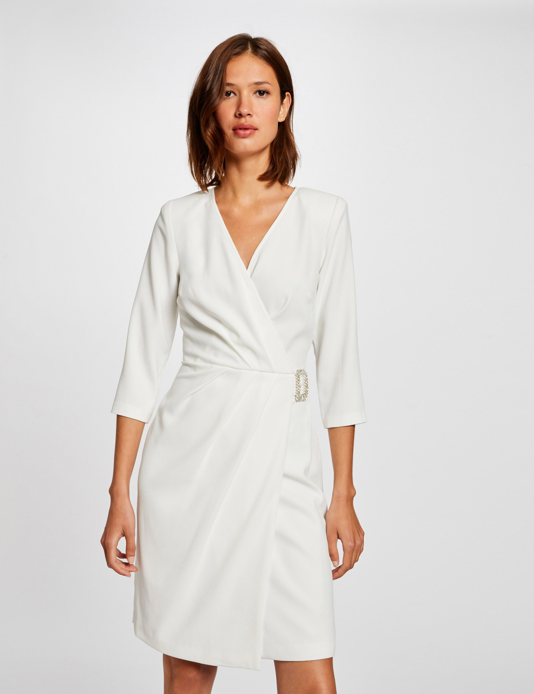 robe portefeuille avec boucle ecru femme Robe portefeuille avec boucle ecru femme