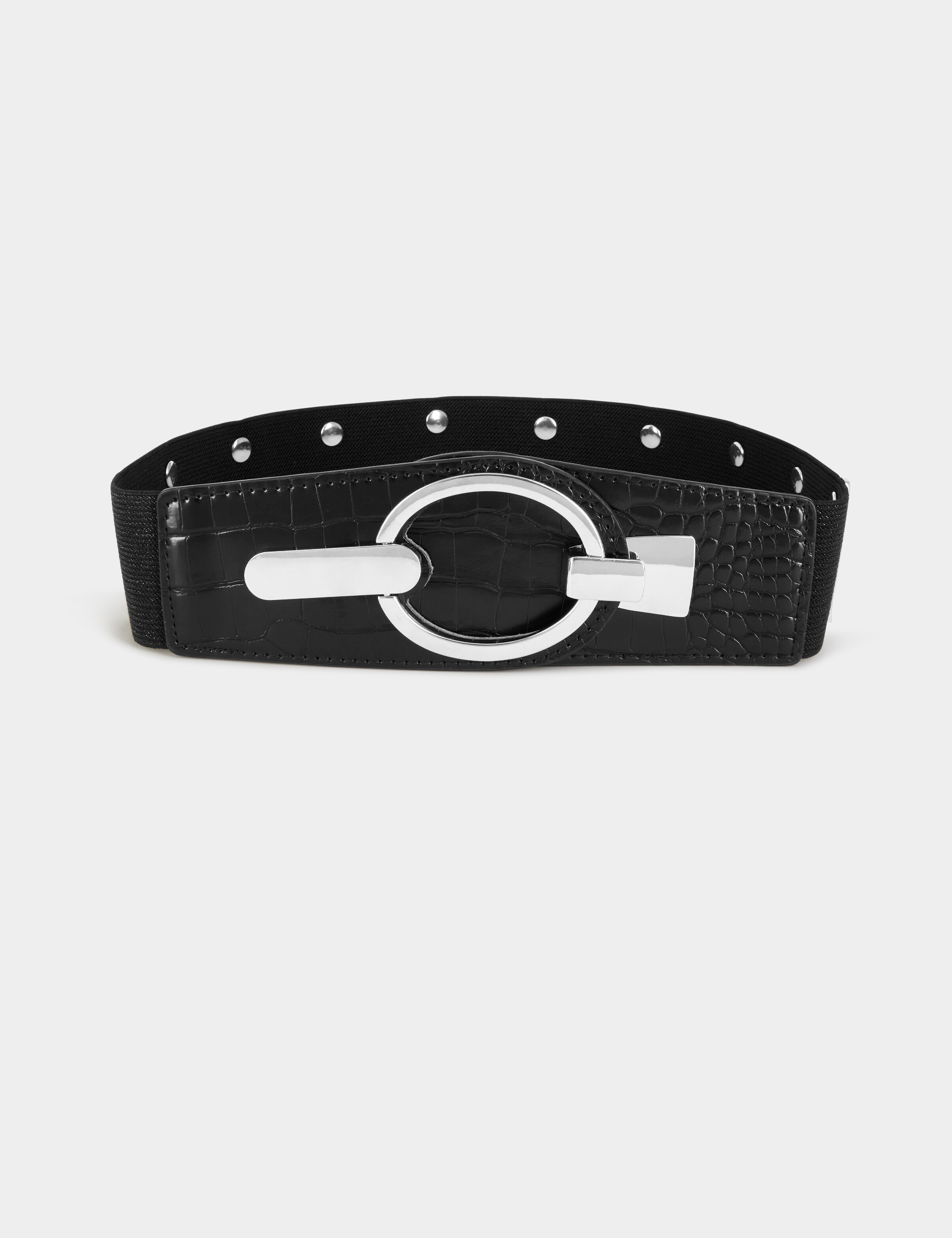 Ceinture élastiquée avec ornements noir femme