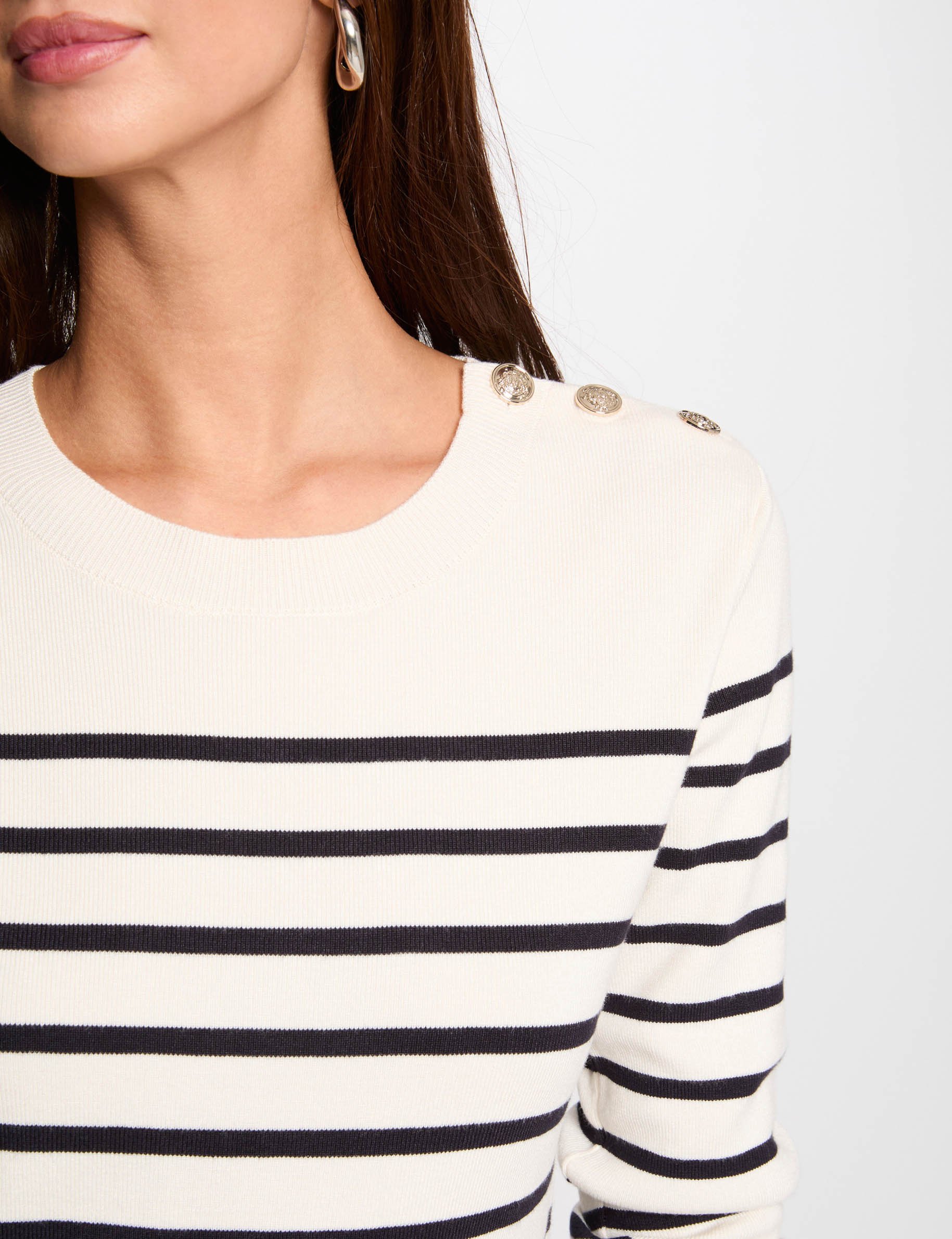 pull manches longues a rayures ecru femme Pull manches longues à rayures ecru femme