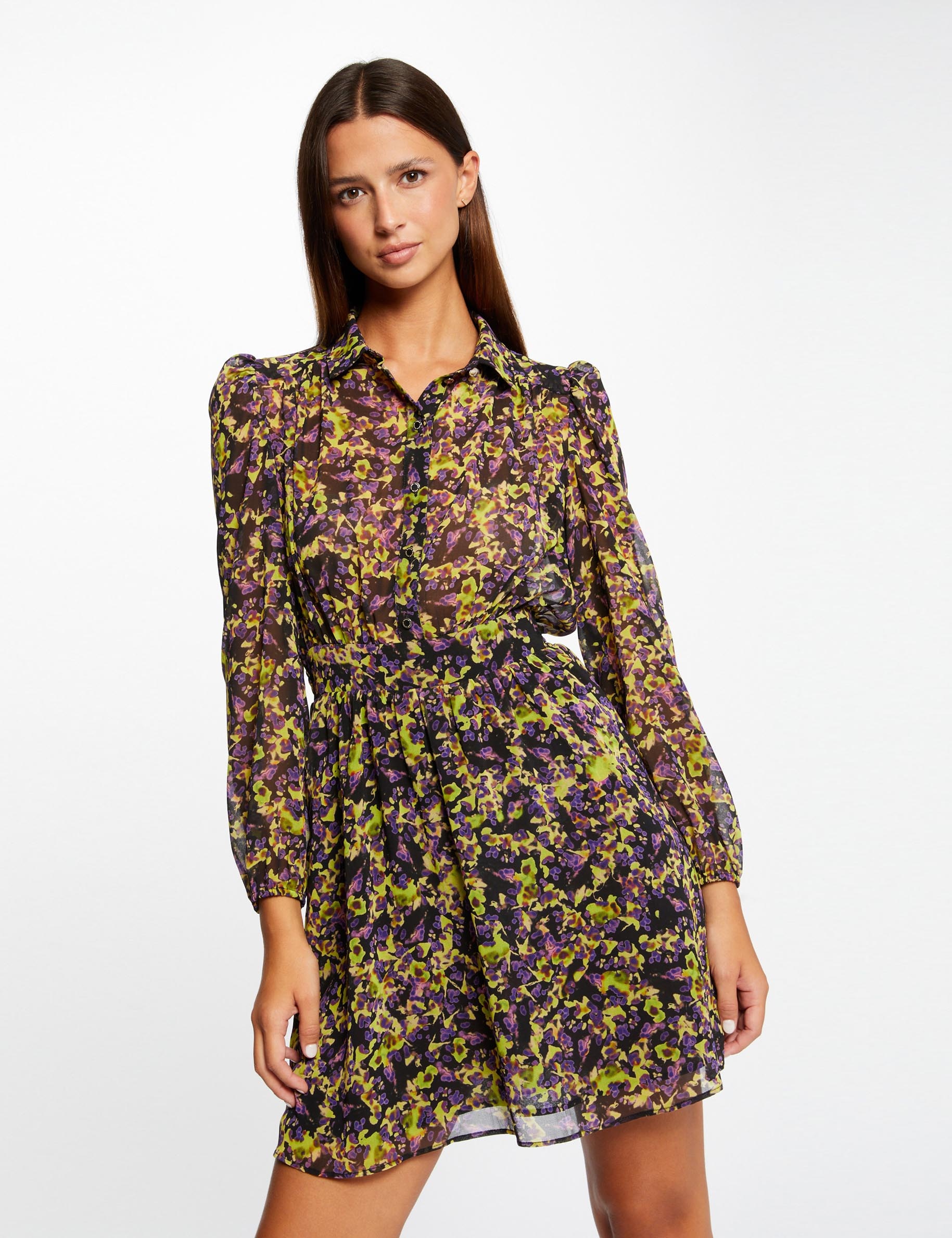 Robe cintrée imprimé abstrait multico femme