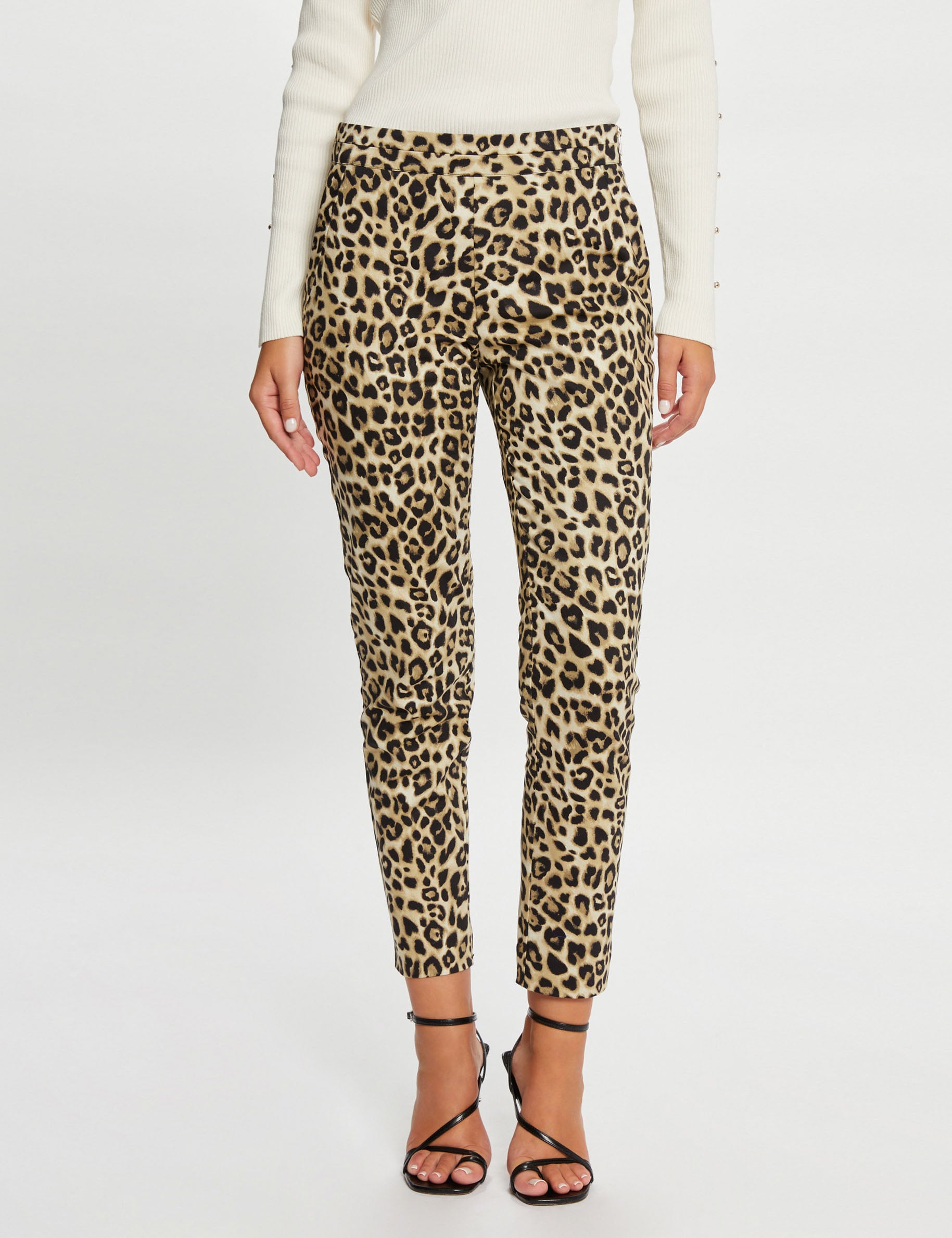 Image of Pantalon cigarette imprimé léopard multico femme