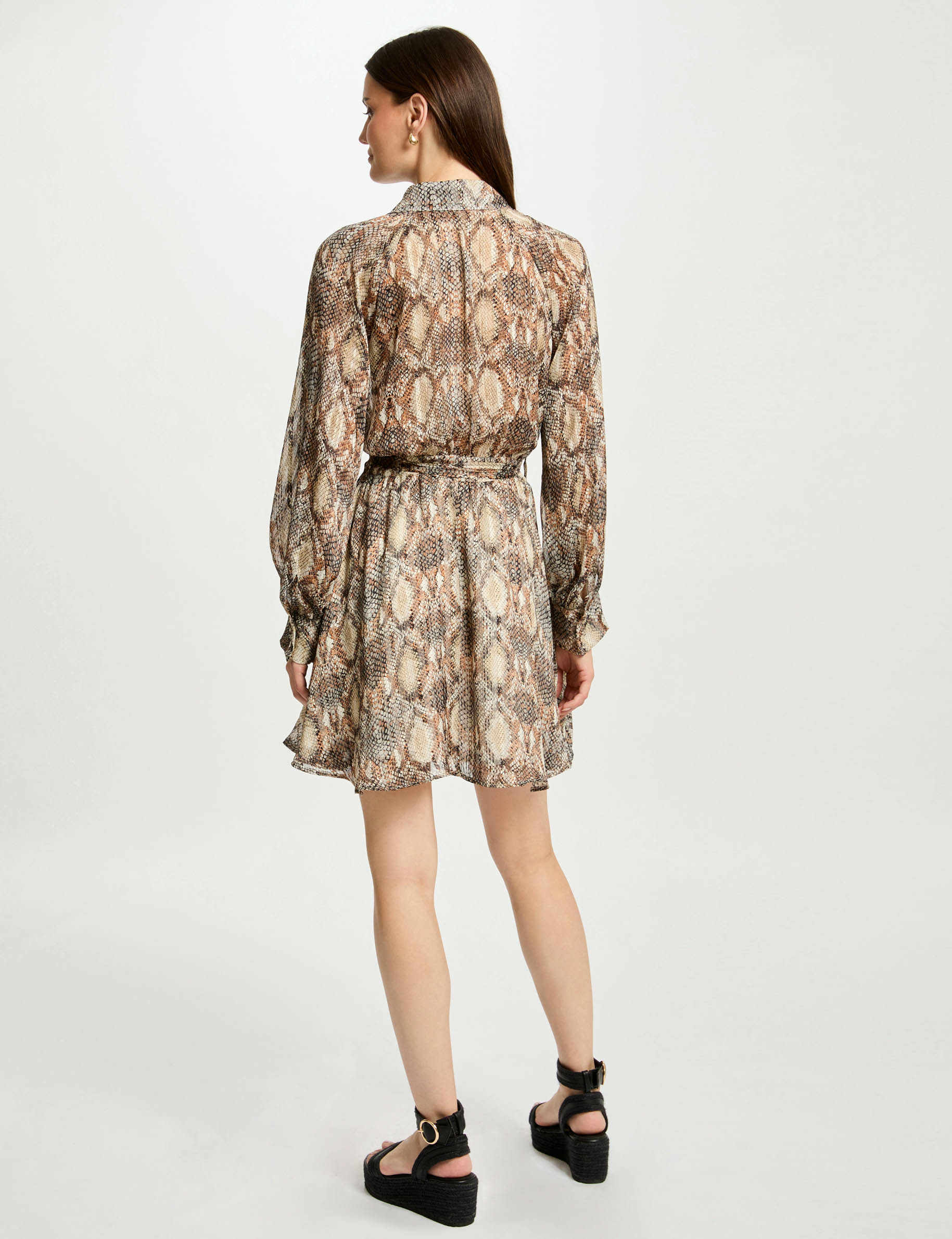 Robe courte &eacute;vas&eacute;e imprim&eacute;e multico femme