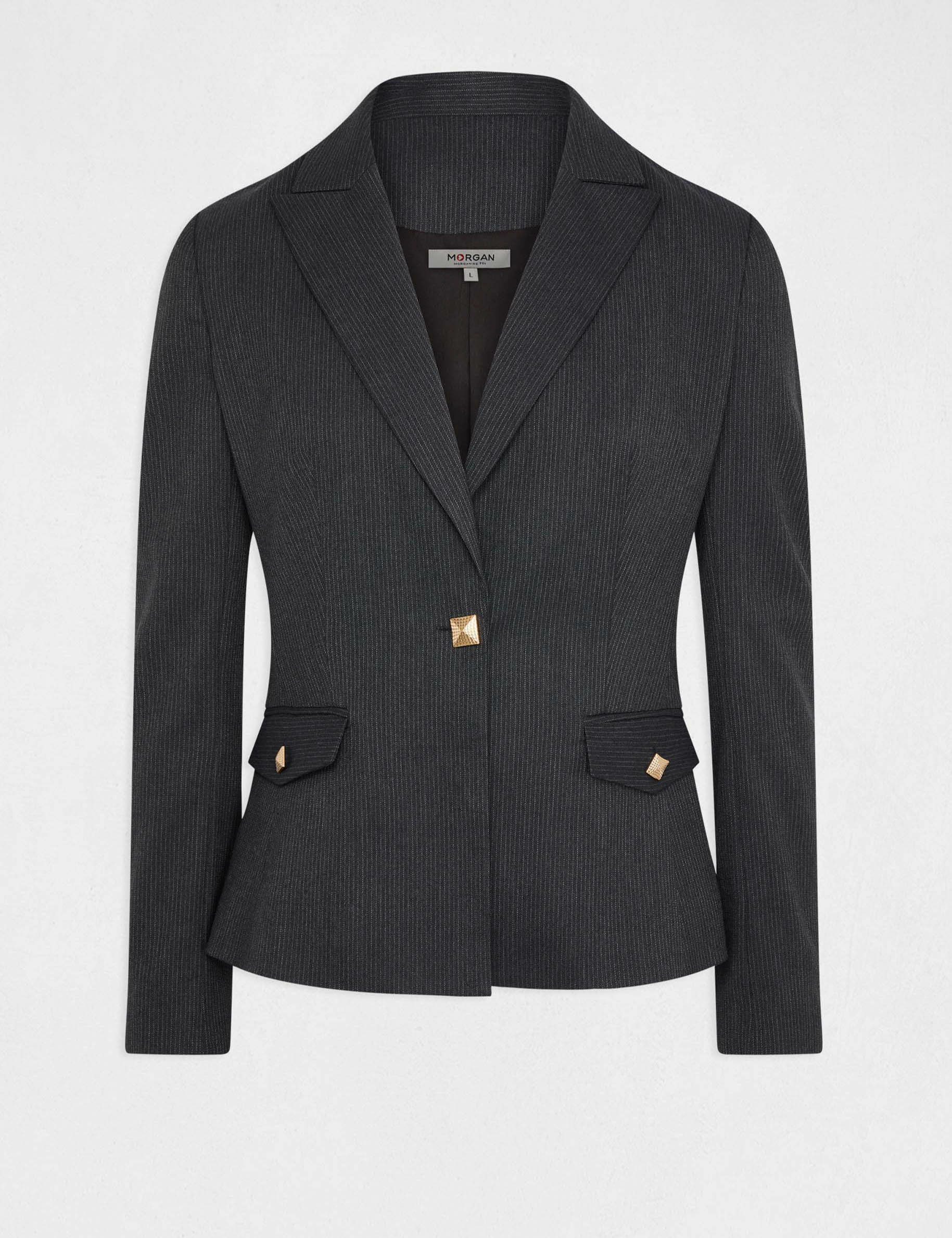 veste cintree a rayures gris anthracite femme Veste cintrée à rayures gris anthracite femme