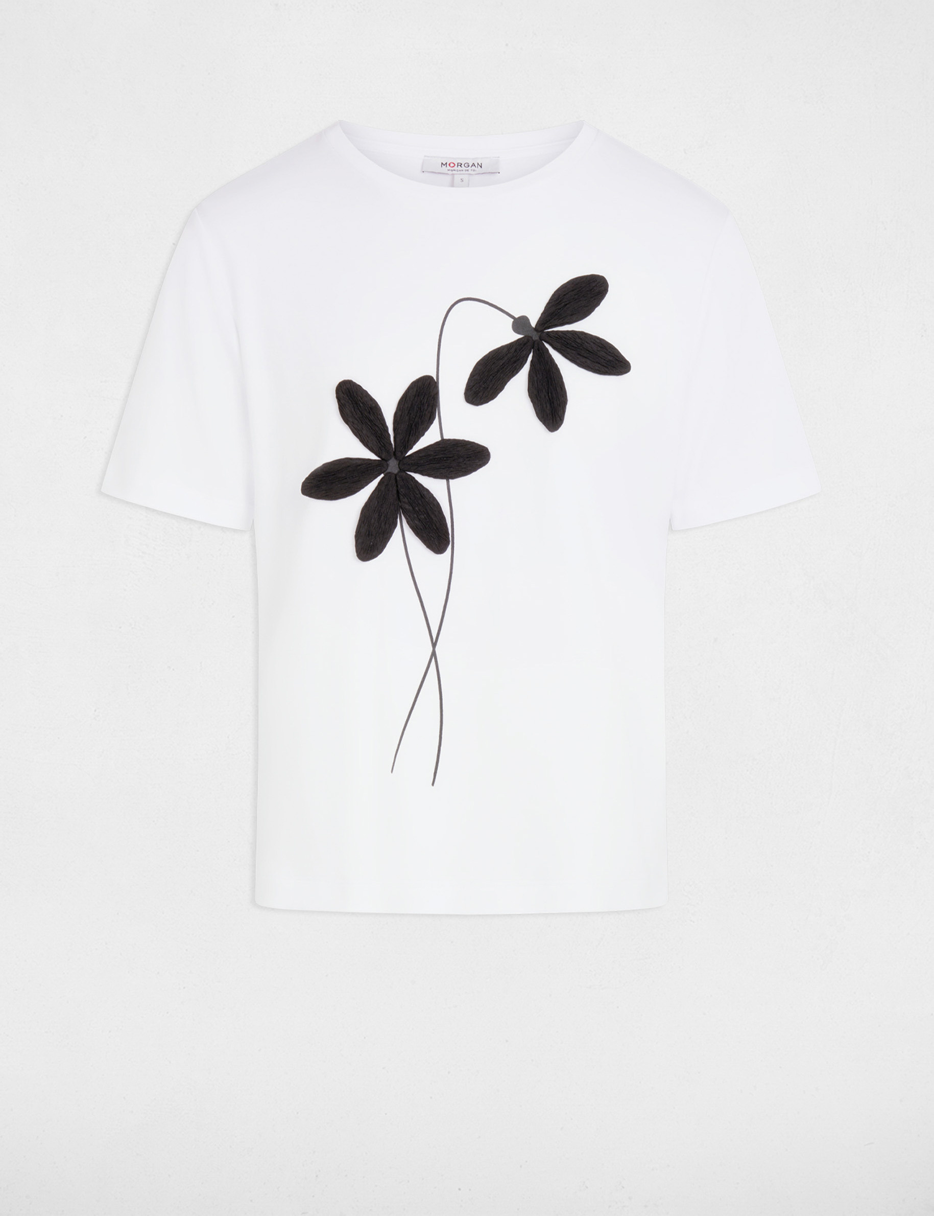 T-shirt droit col rond blanc femme