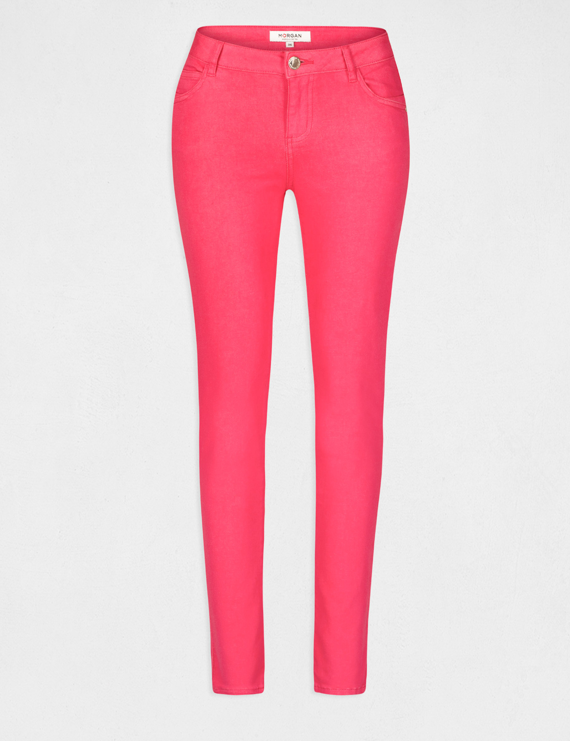 Jeans skinny taille basse fuchsia femme