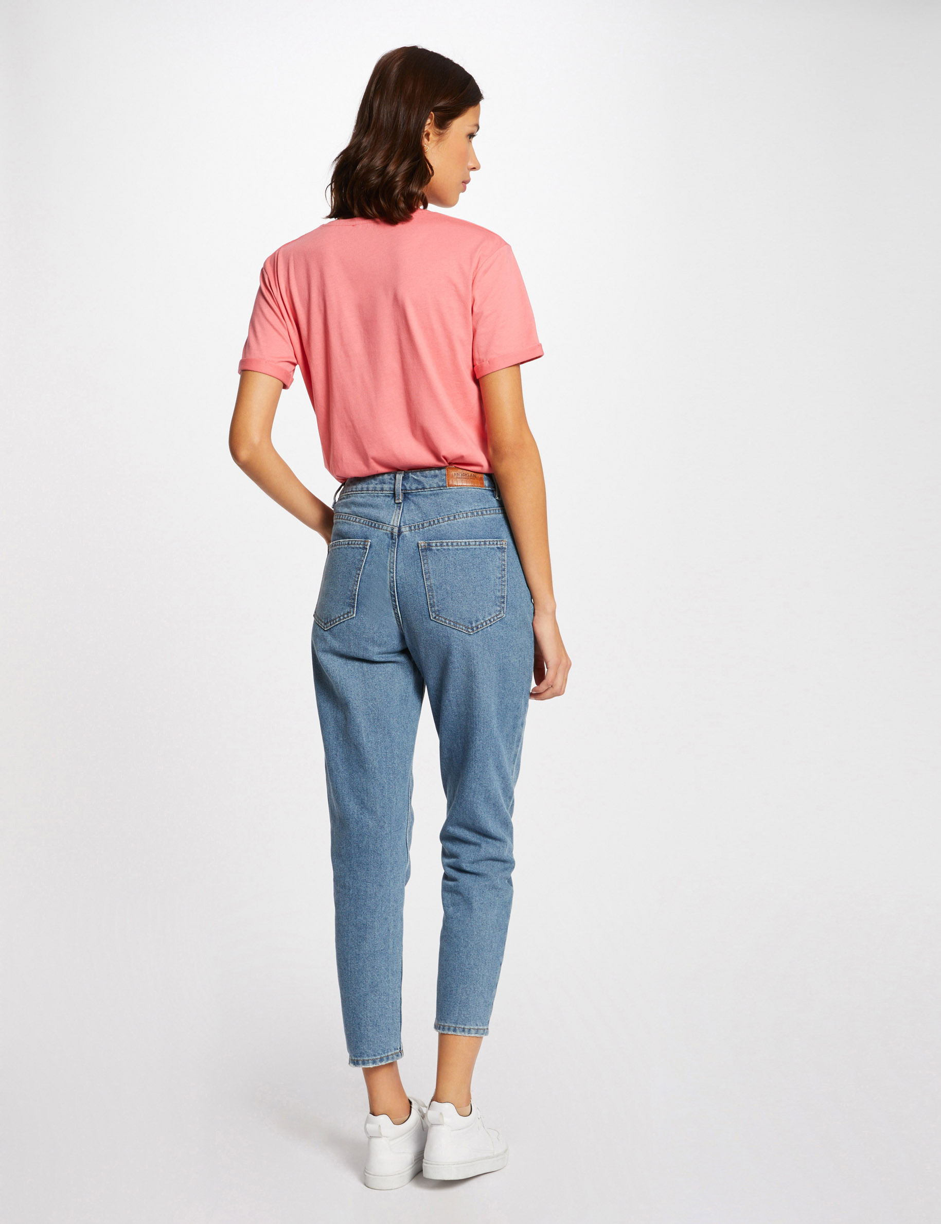 T-shirt manches courtes à inscription rose femme