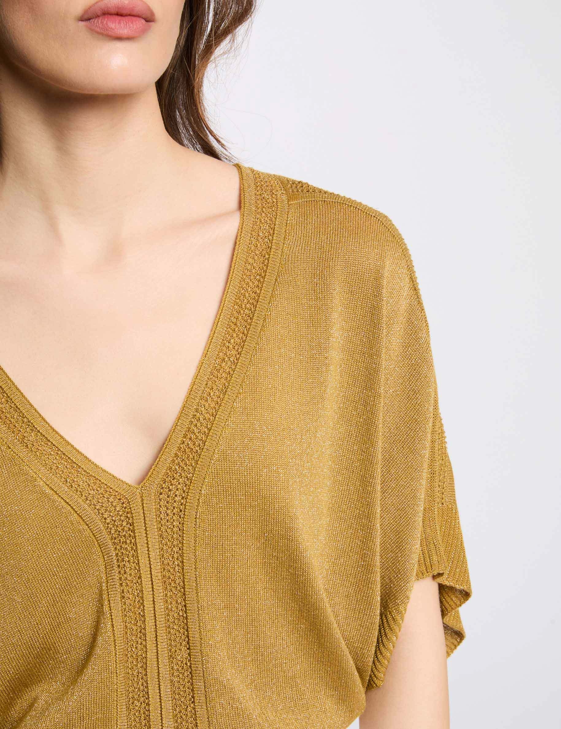 pull manches courtes jaune moutarde femme Pull manches courtes jaune moutarde femme