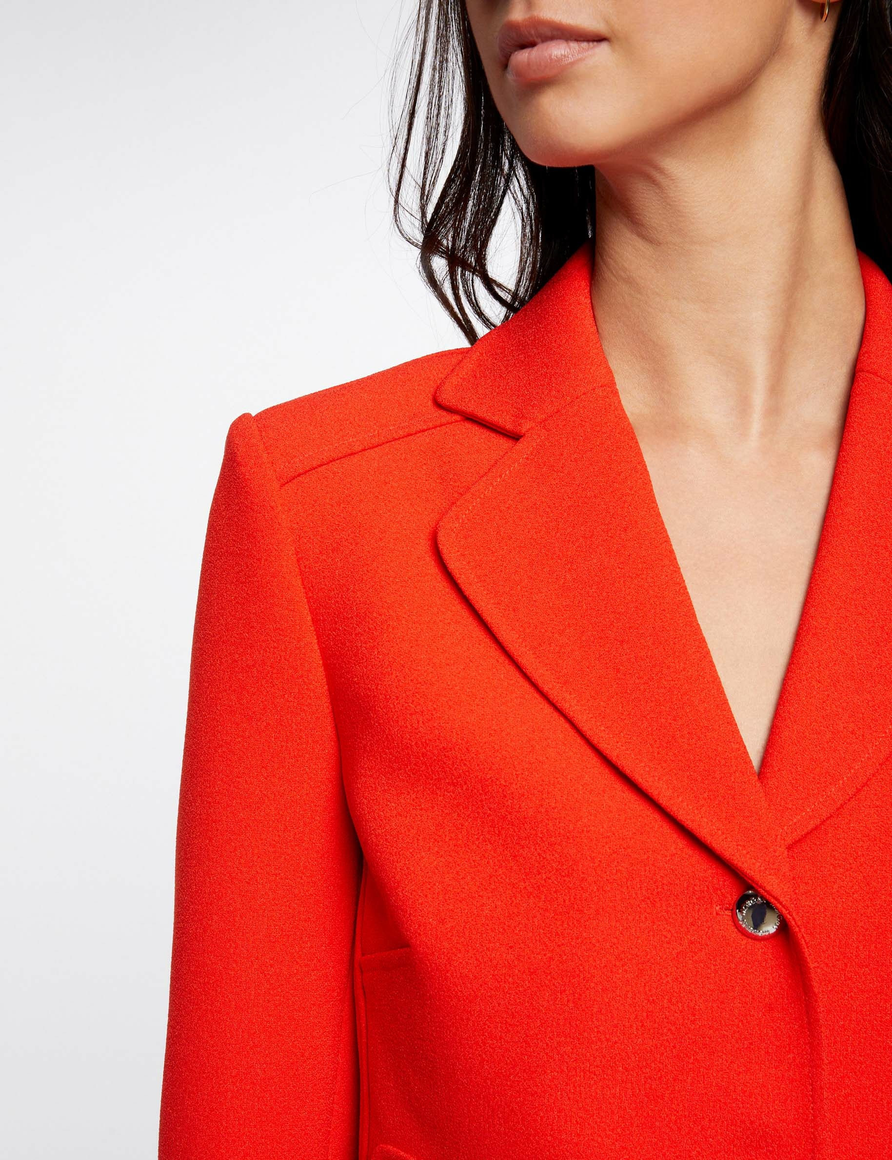 Veste droite boutonn e orange femme