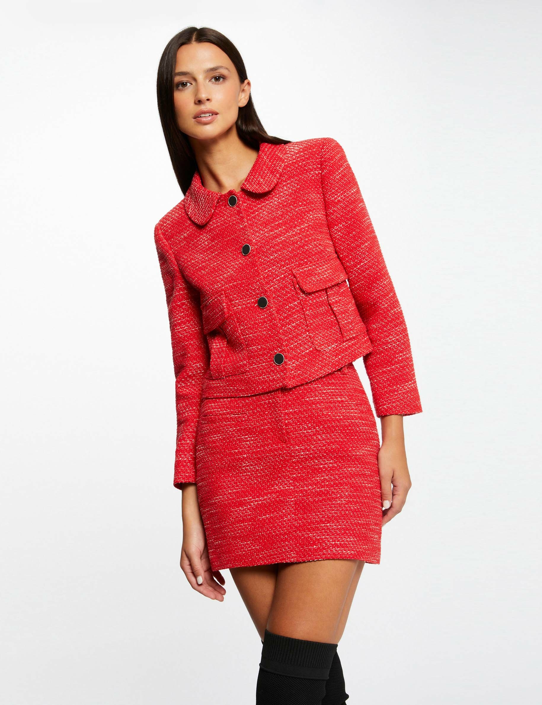 Jupe droite courte rouge femme