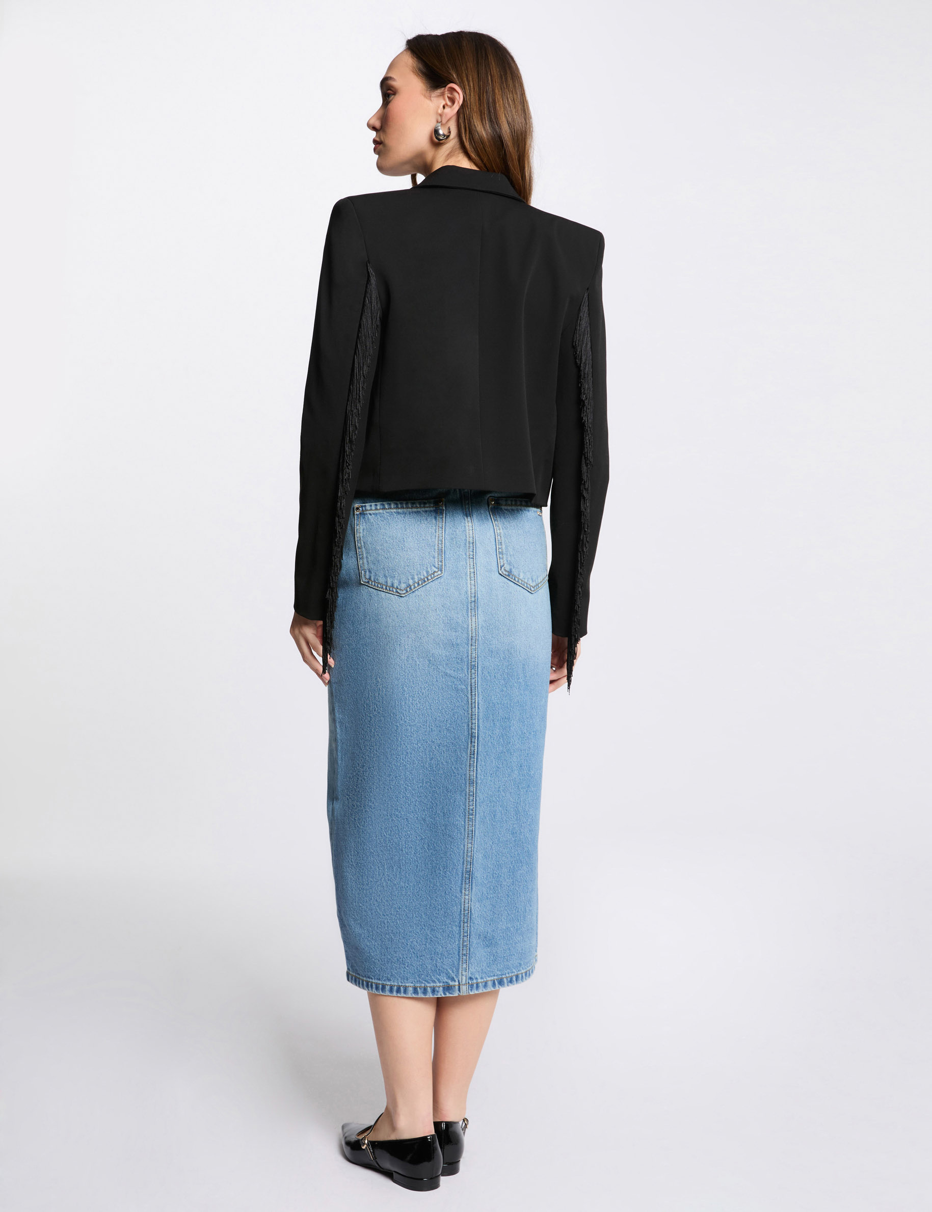 blazer avec franges noir femme Blazer avec franges noir femme