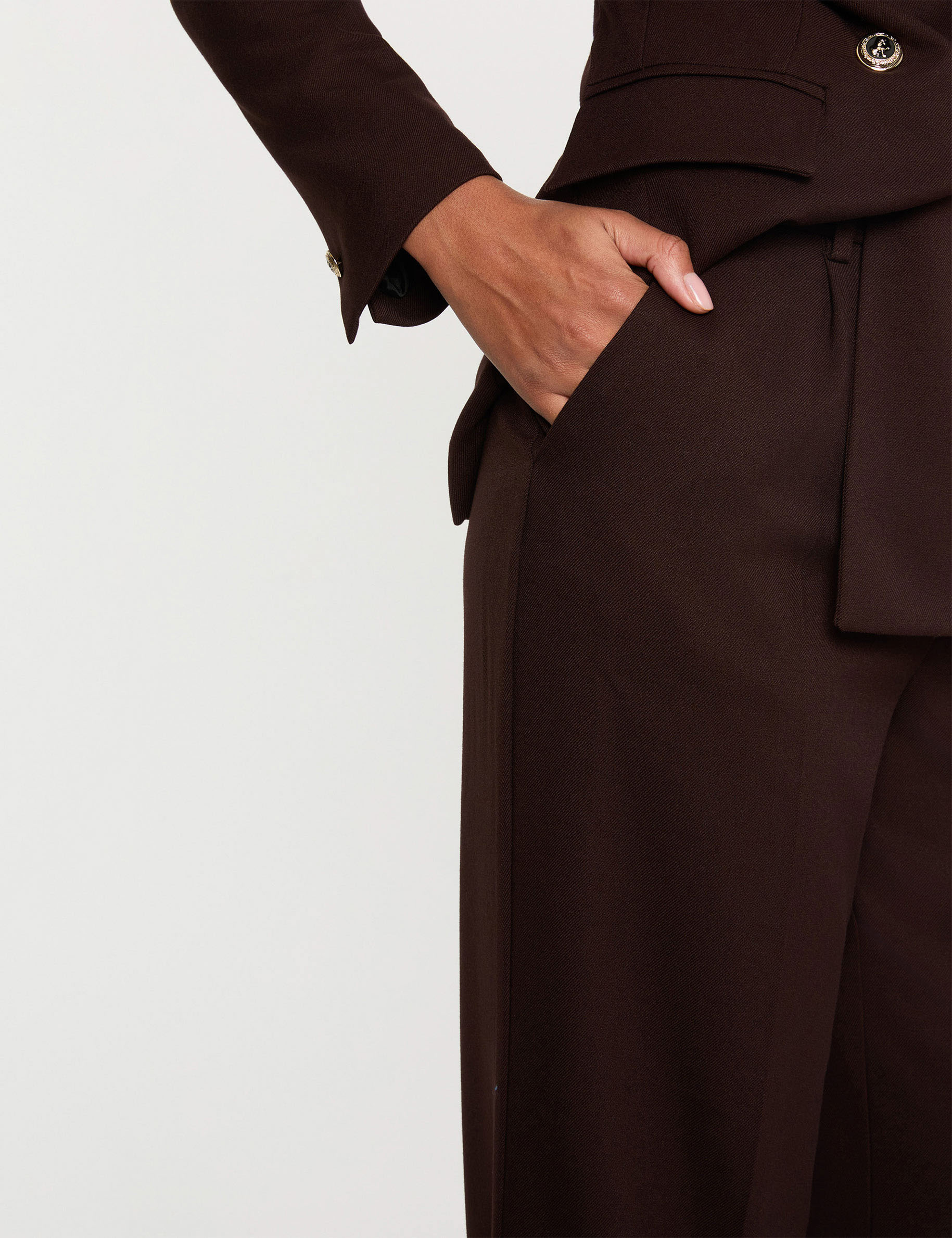 Jean ajusté taille standard marron femme