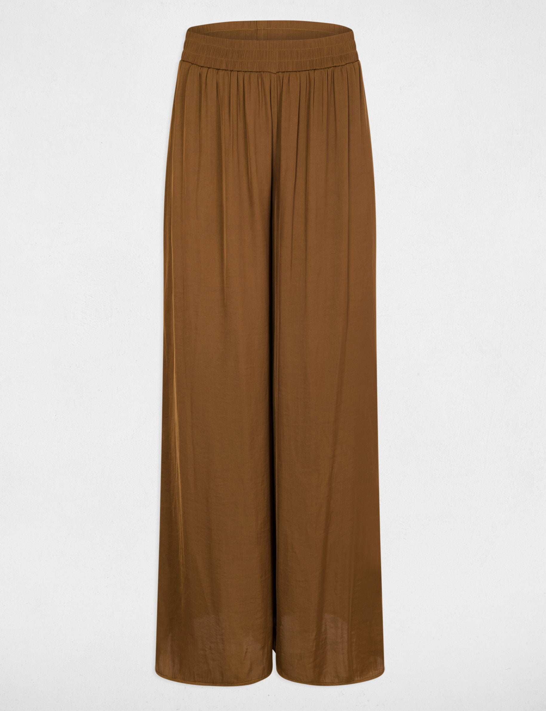 Pantalon large fluide camel femme