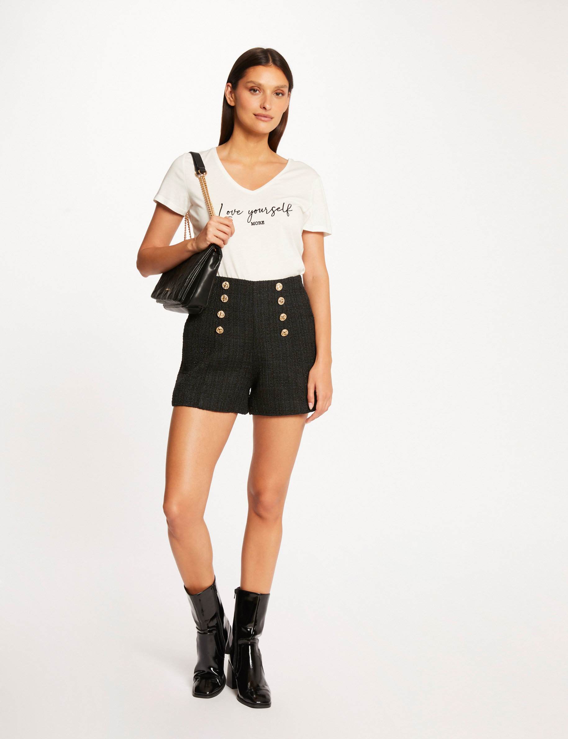 t shirt manches courtes a inscription ecru femme T-shirt manches courtes à inscription ecru femme