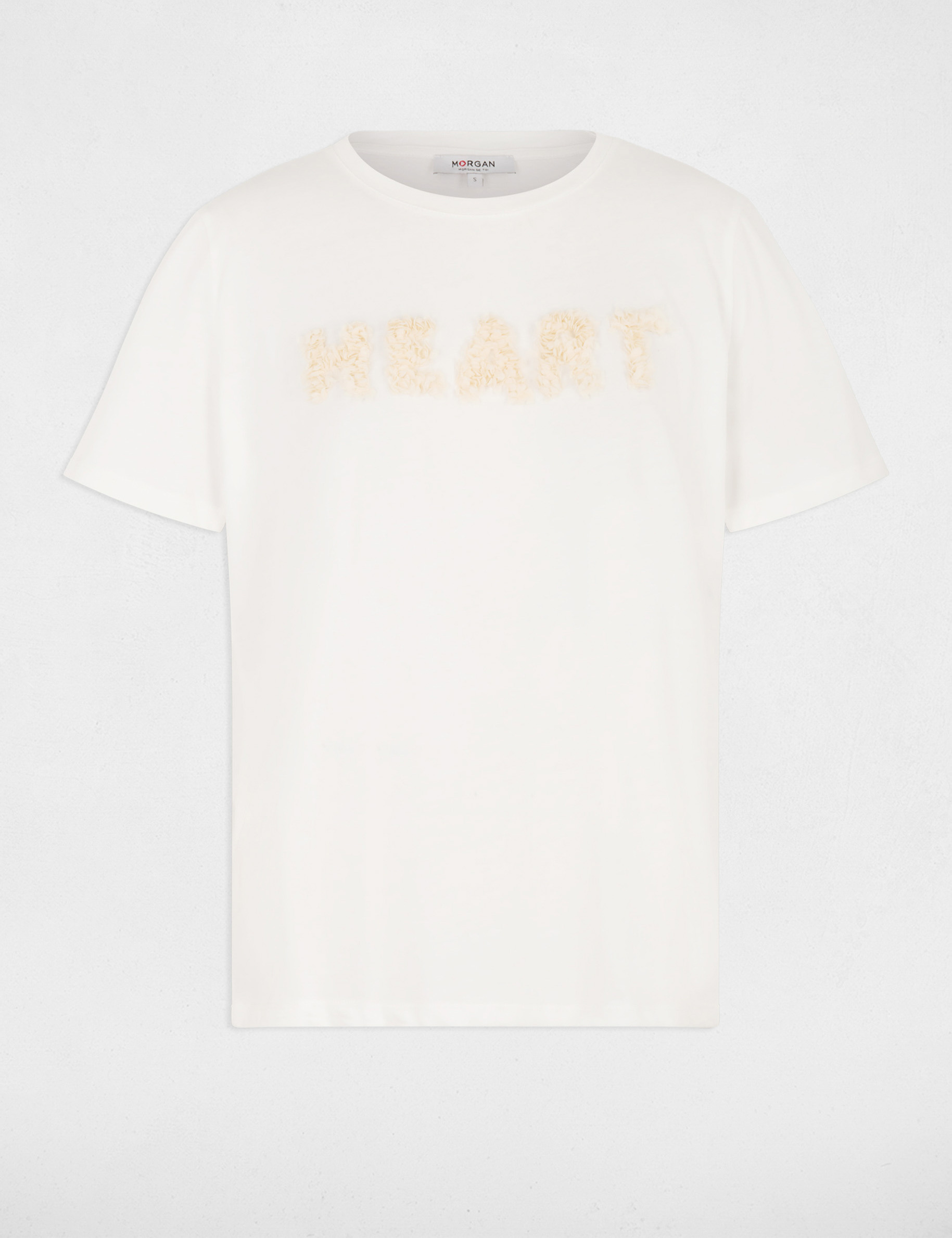 T-shirt broderie en relief blanc femme