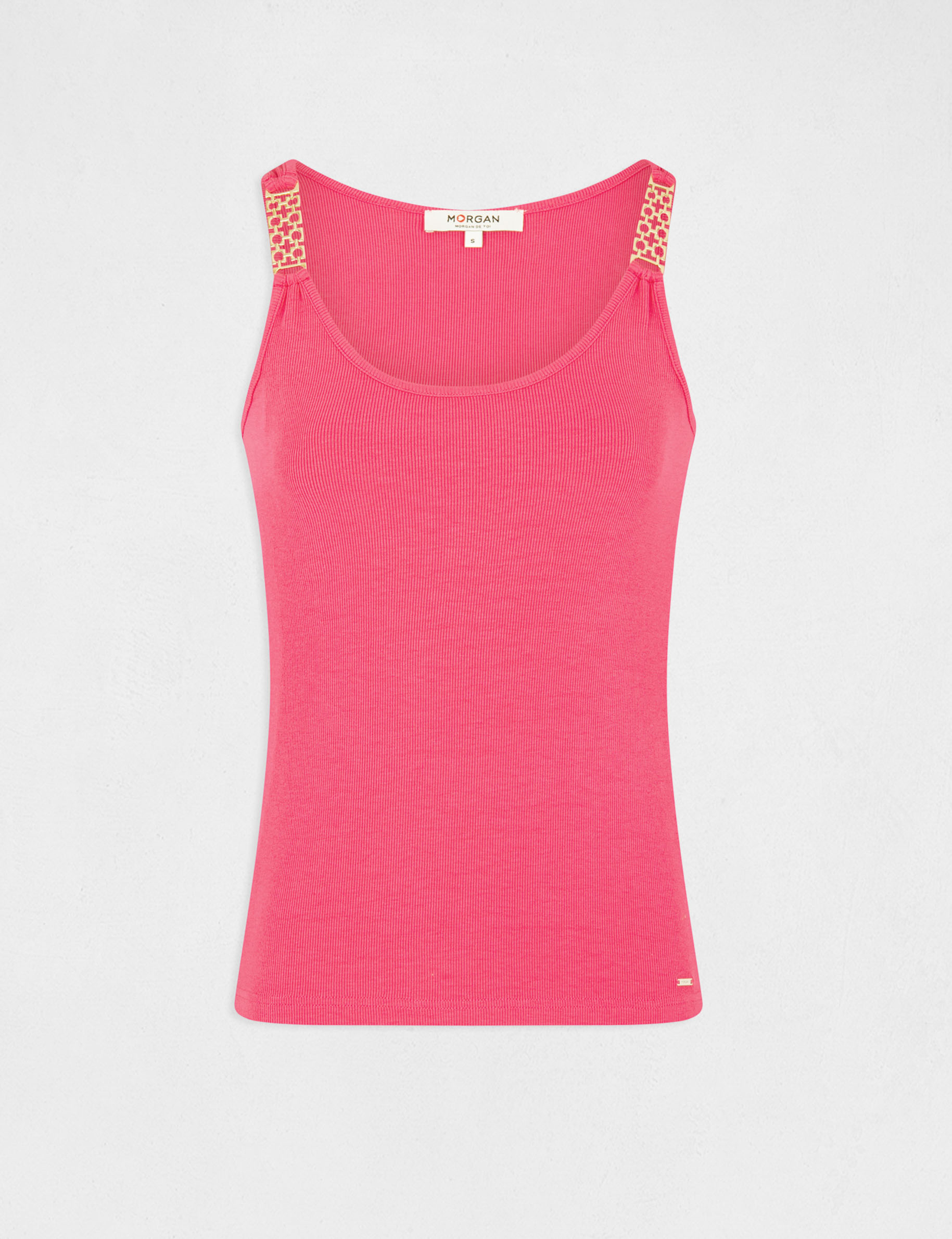 Débardeur avec bretelles à ornements rose femme Débardeur avec bretelles à ornements rose femme