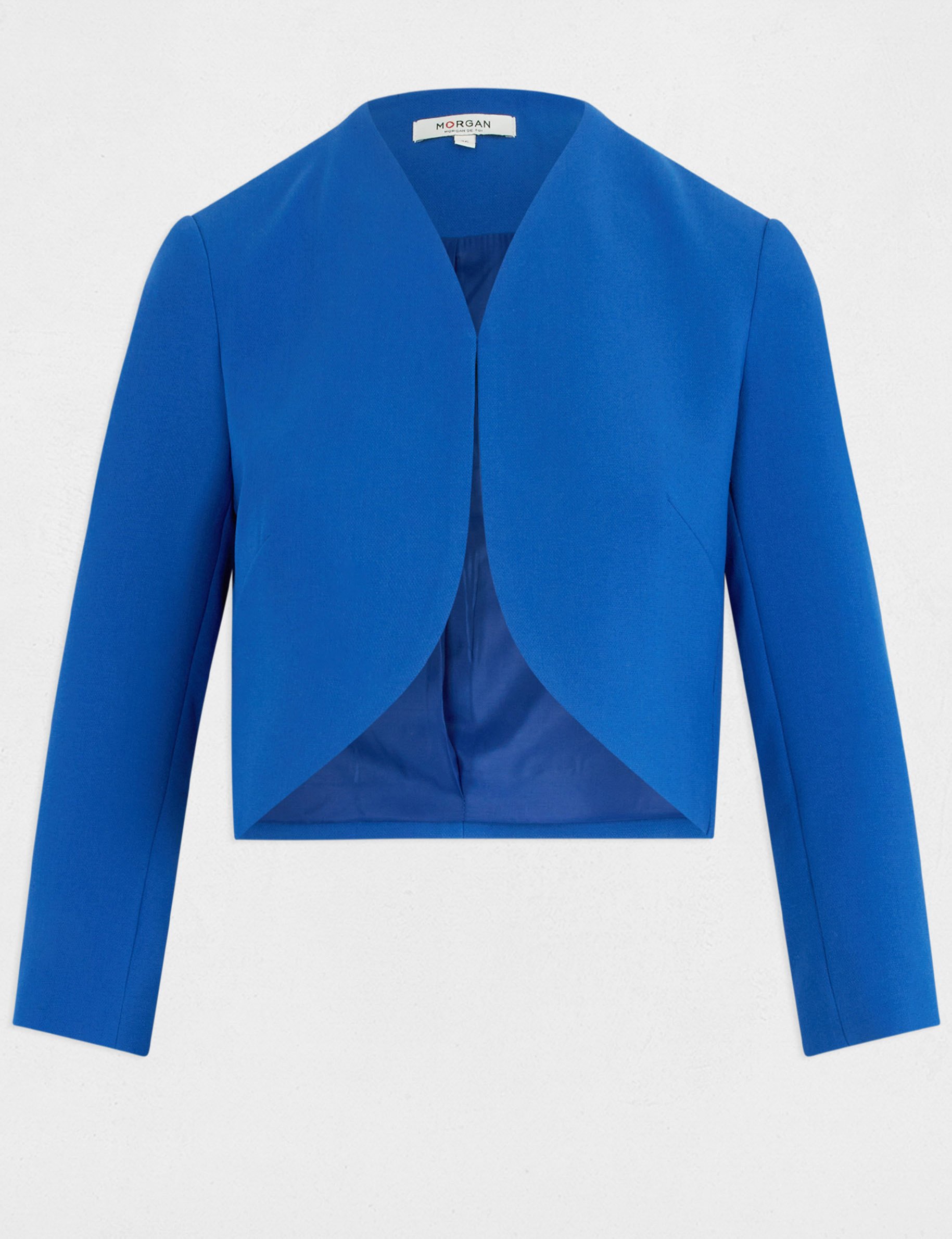 veste droite manches 34 bleu electrique femme Veste droite manches 3/4 bleu electrique femme