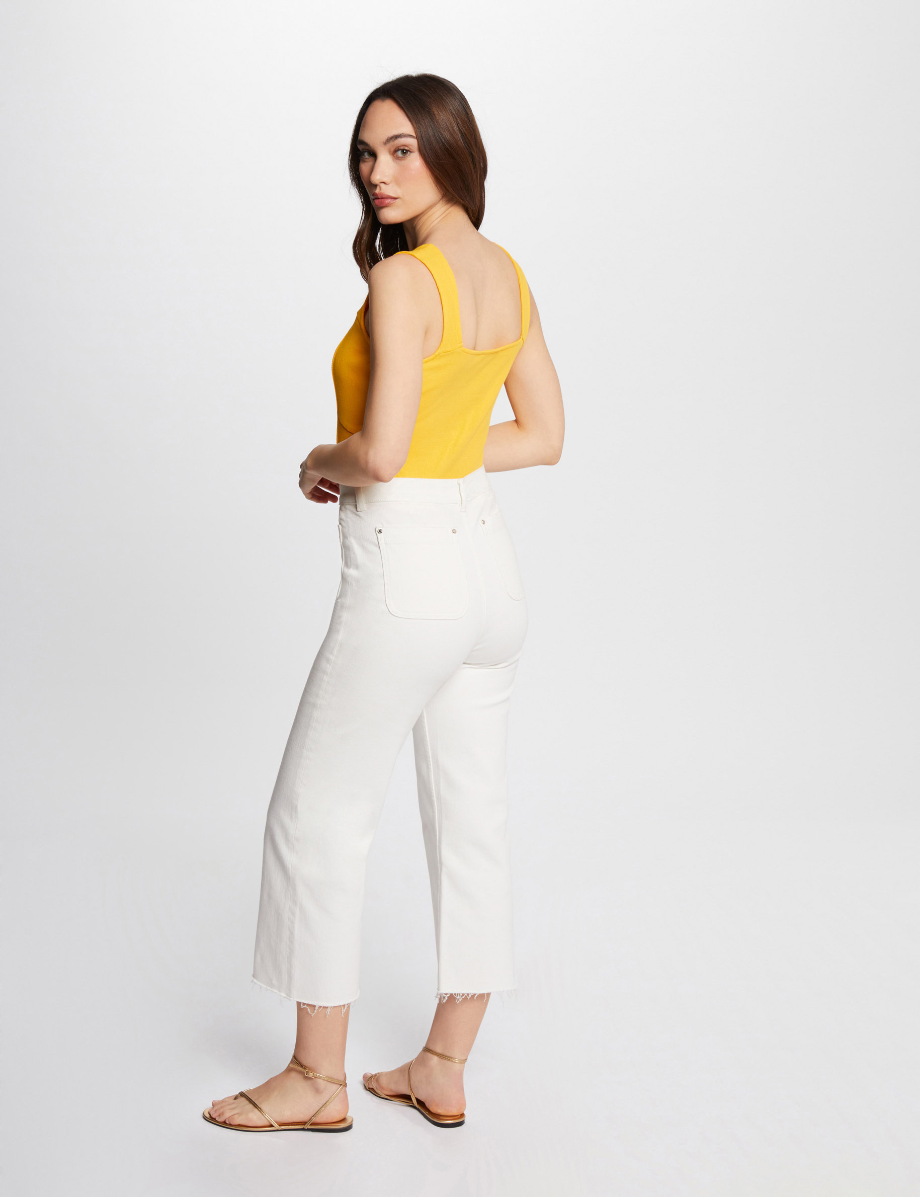 debardeur cotele ocre femme Débardeur côtelé ocre femme