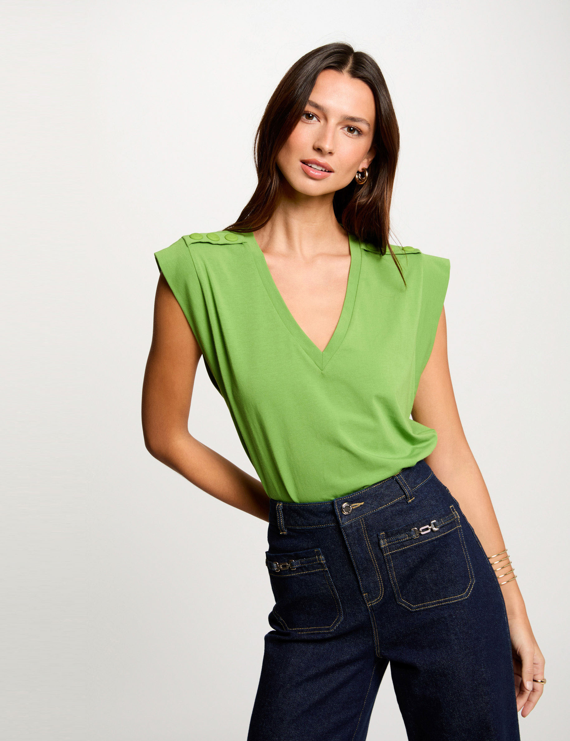 t shirt manches courtes vert anis femme T-shirt manches courtes vert anis femme