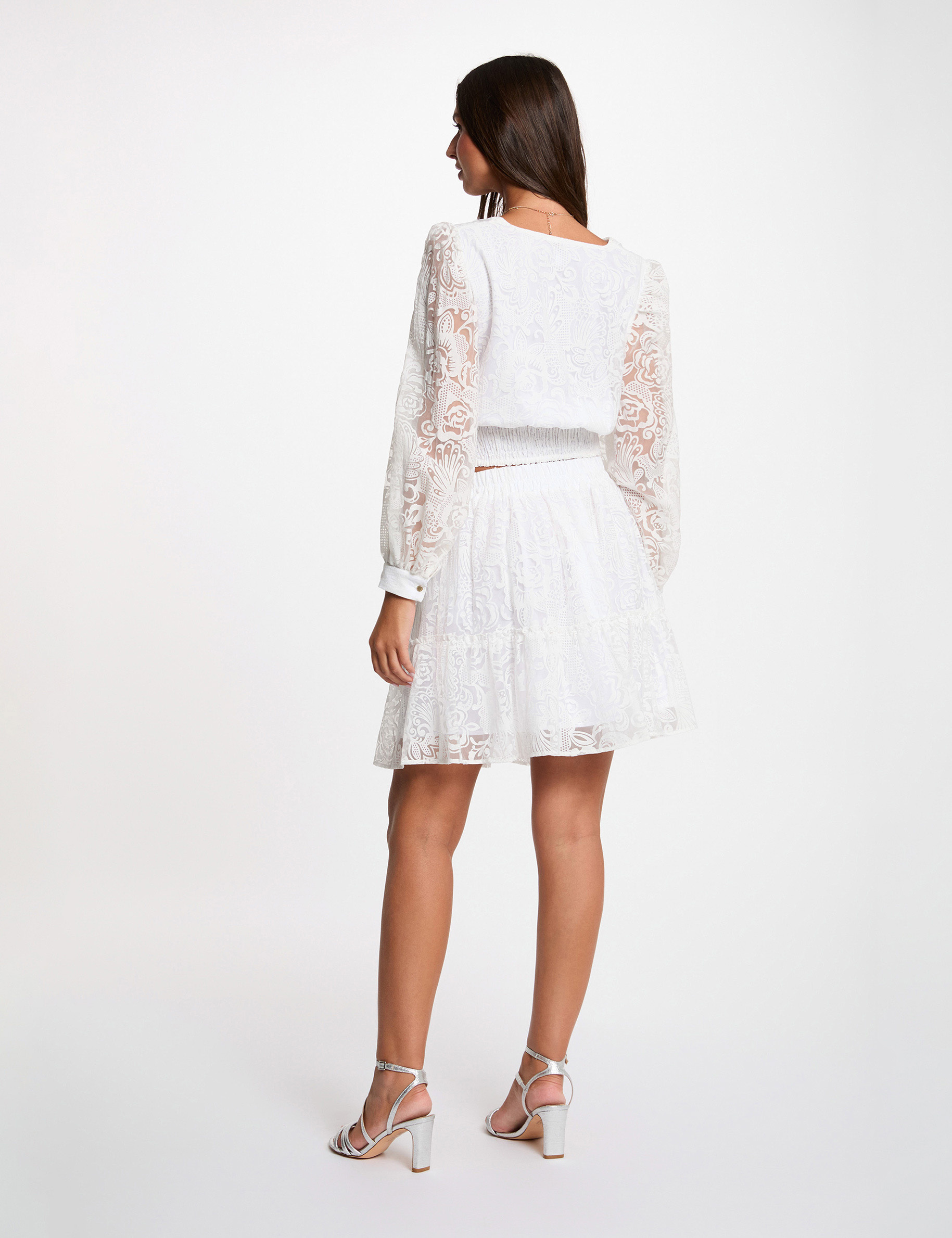 Jupe courte &eacute;vas&eacute;e blanc femme