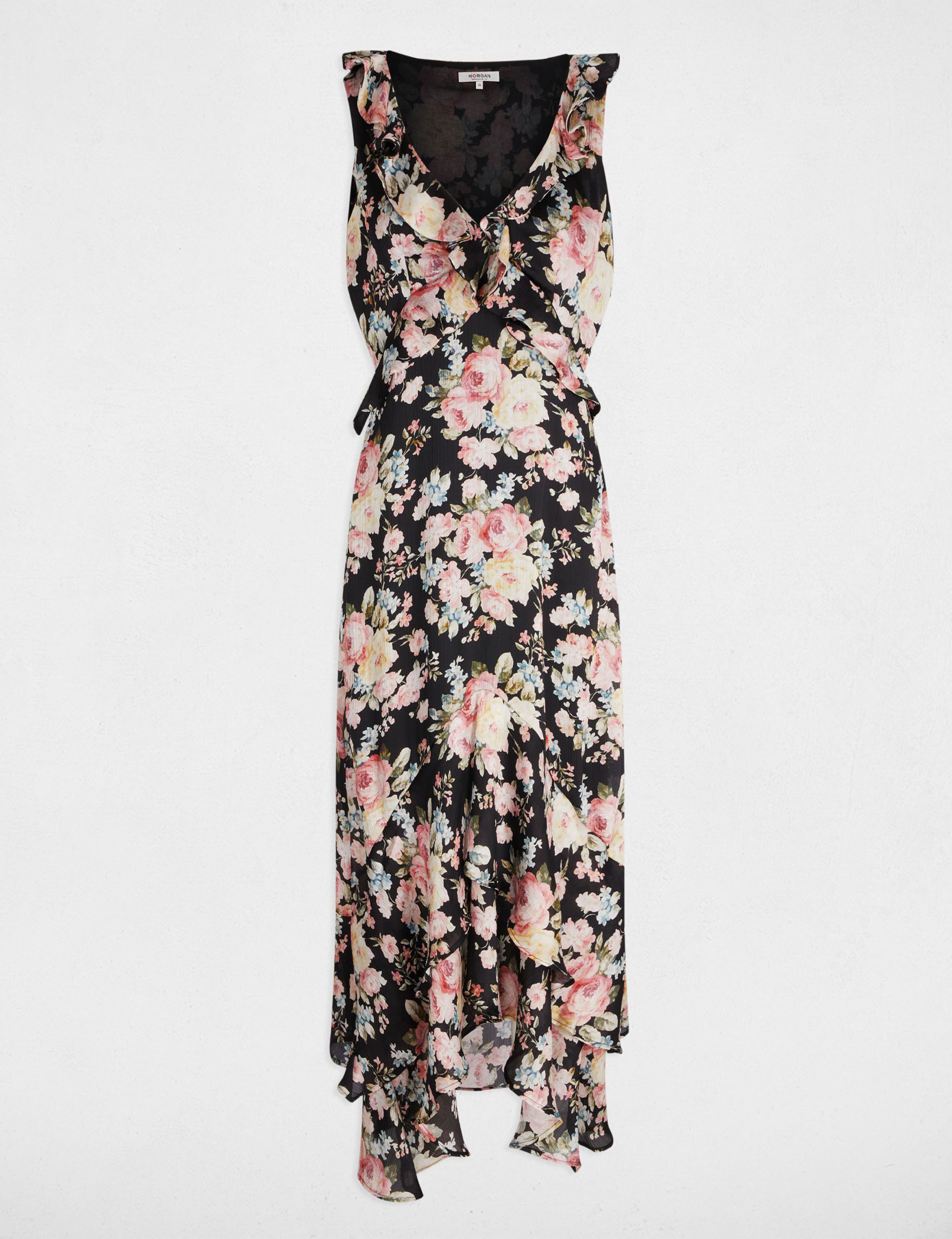 Robe longue droite imprim&eacute;e multicolore femme