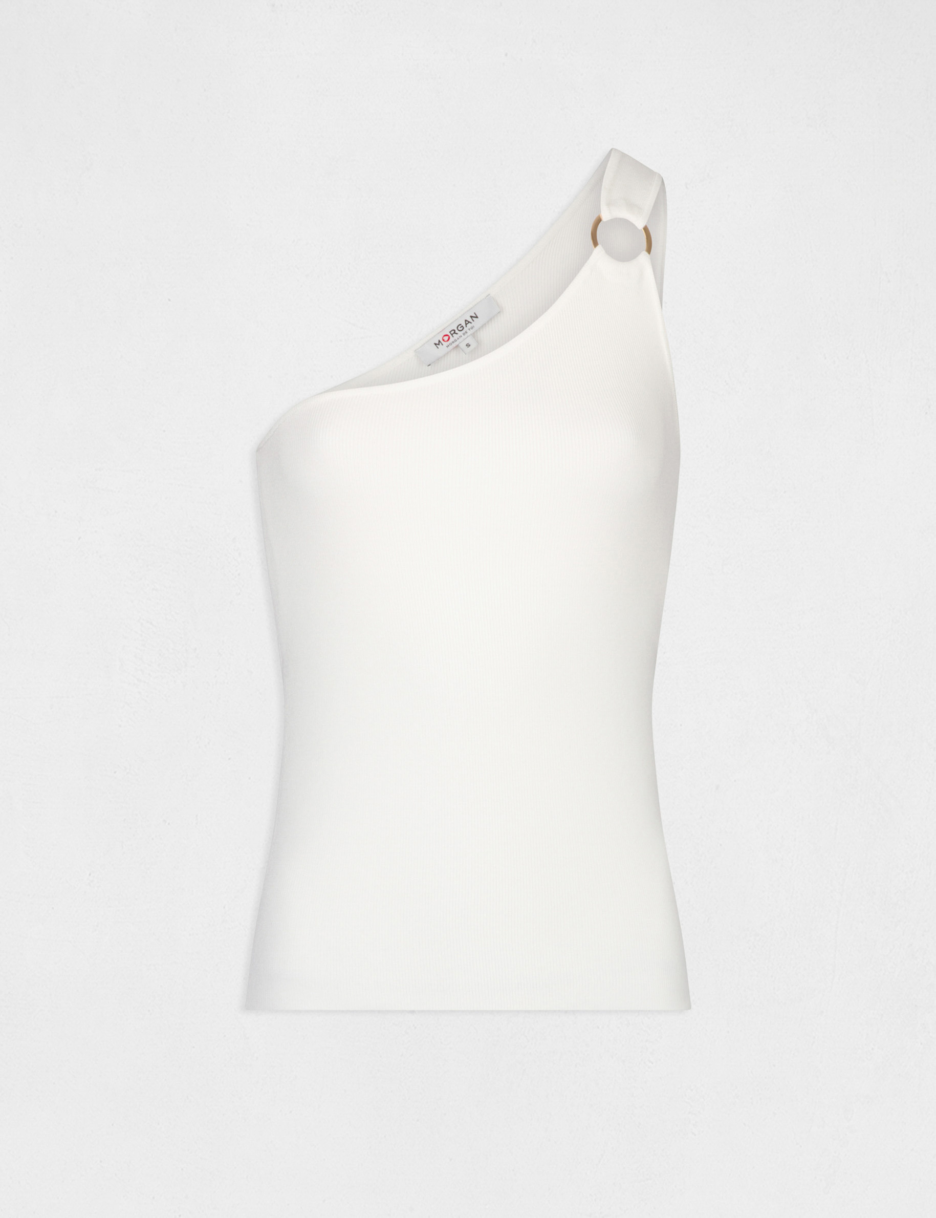 Débardeur pull asymétrique avec boucle ecru femme Débardeur pull asymétrique avec boucle ecru femme