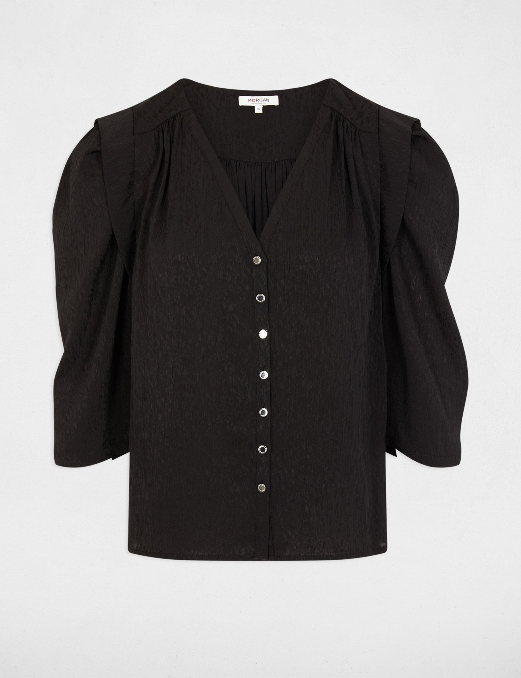 Chemise manches 3/4 noir femme