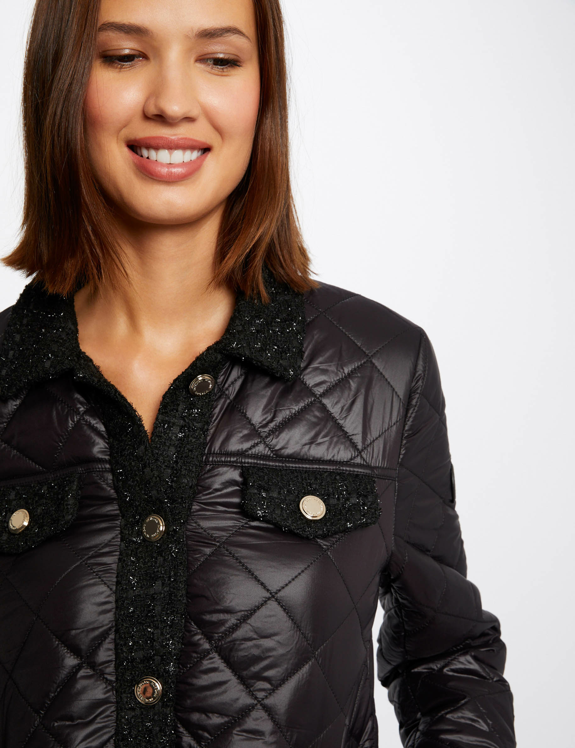 Doudoune droite boutonnée noir femme Doudoune droite boutonnée noir femme