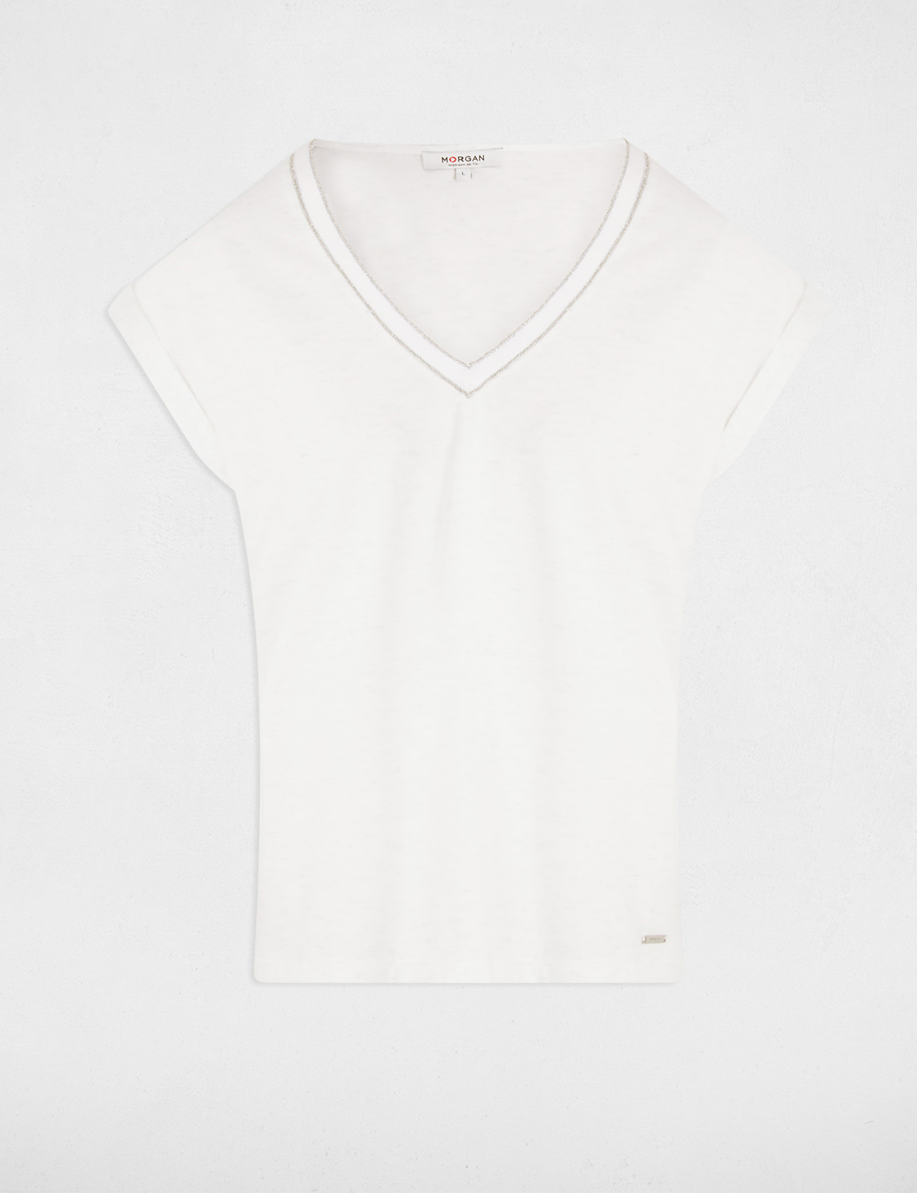 T-shirt manches courtes ivoire femme