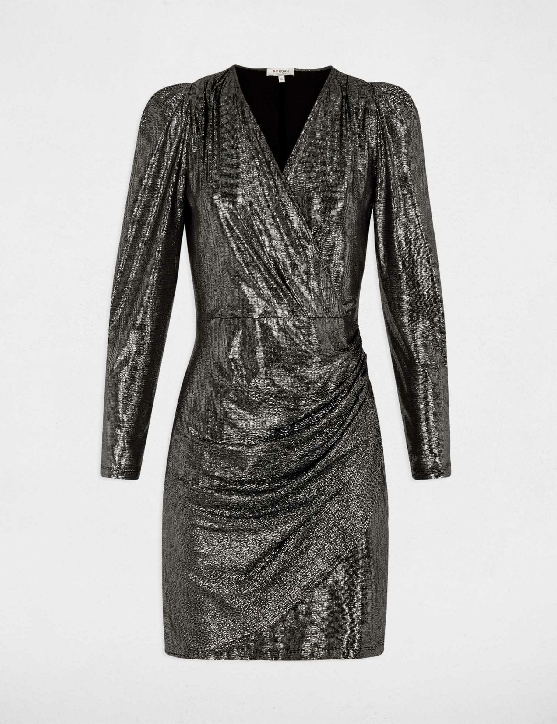 Robe courte ajust&eacute;e m&eacute;tallis&eacute;e metal femme