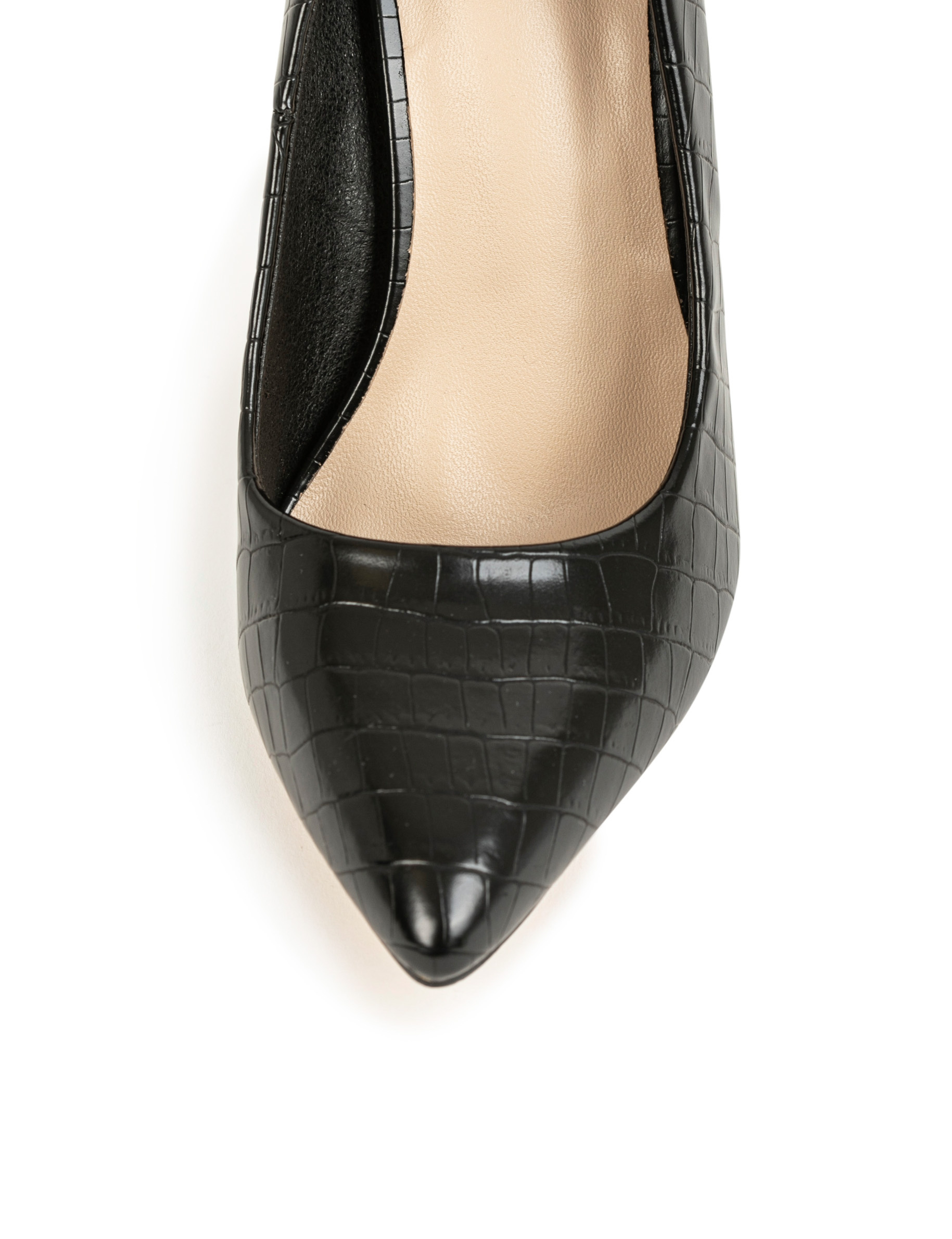 Escarpins aspect croco noir femme