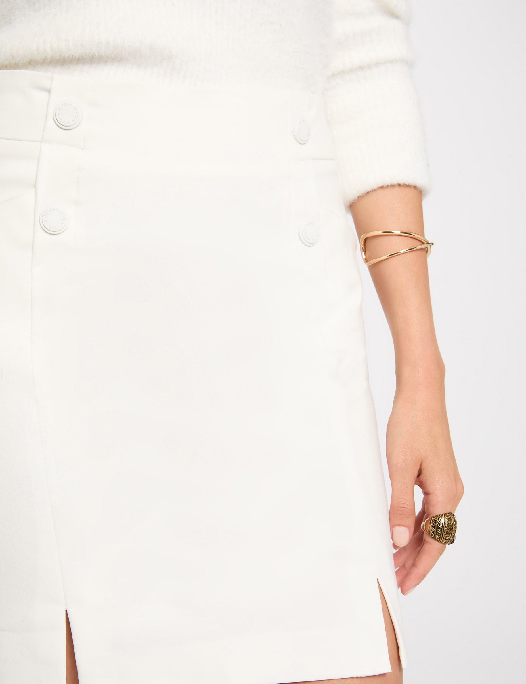 Gina Tricot T. 38 Ivoire Midi Jupe A-line Asymétrique