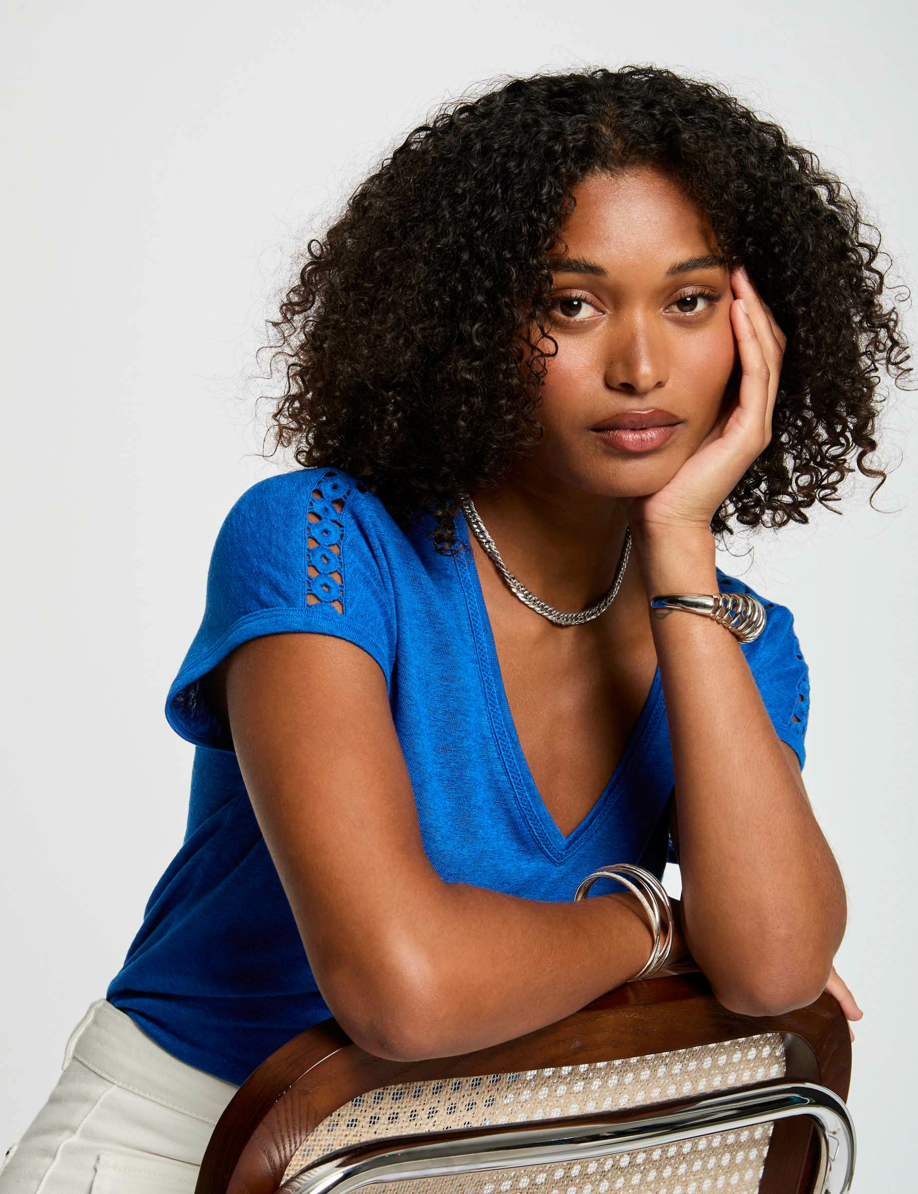 t shirt manches courtes bleu electrique femme T-shirt manches courtes bleu electrique femme