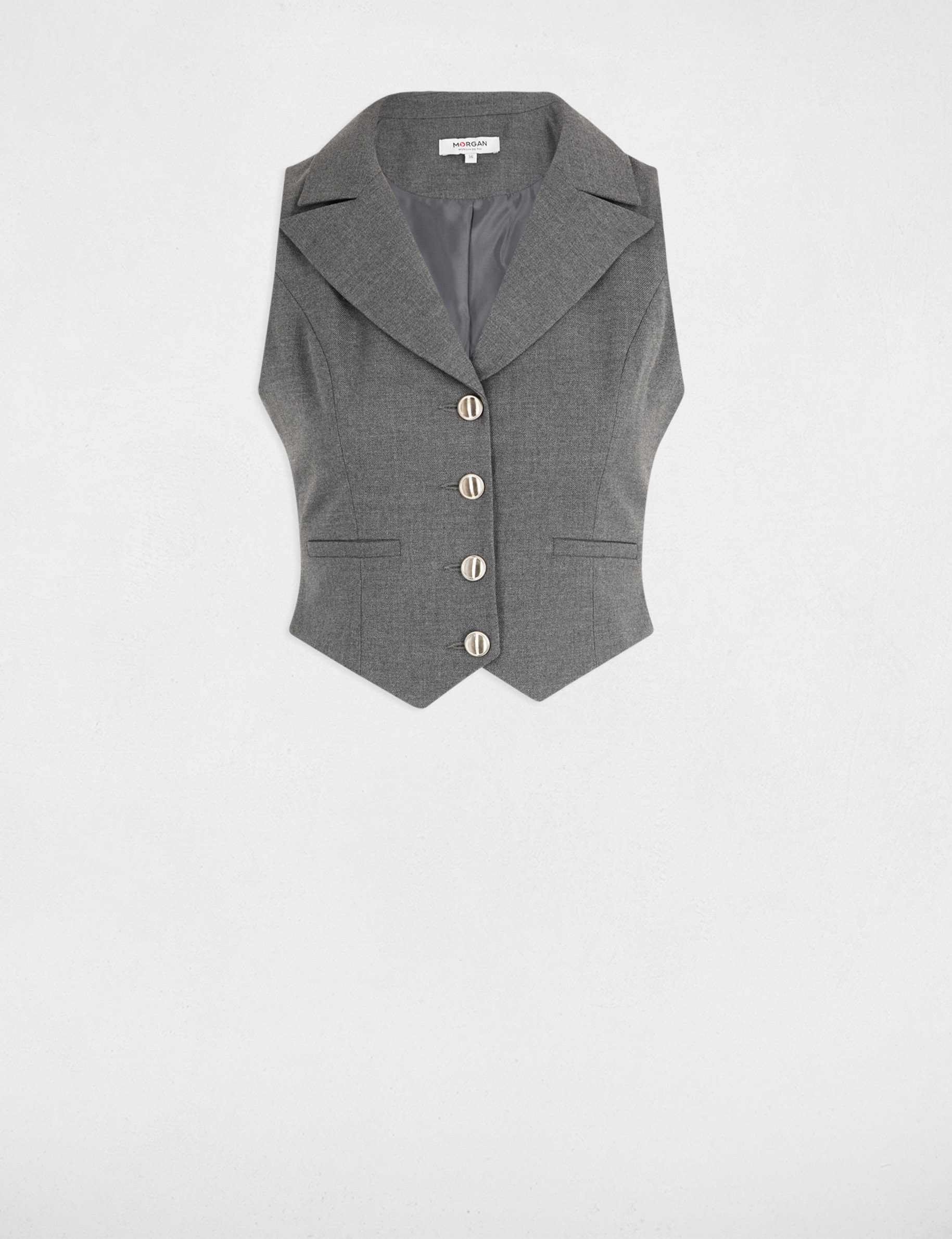 Gilet sans manches ajust&eacute; gris clair femme