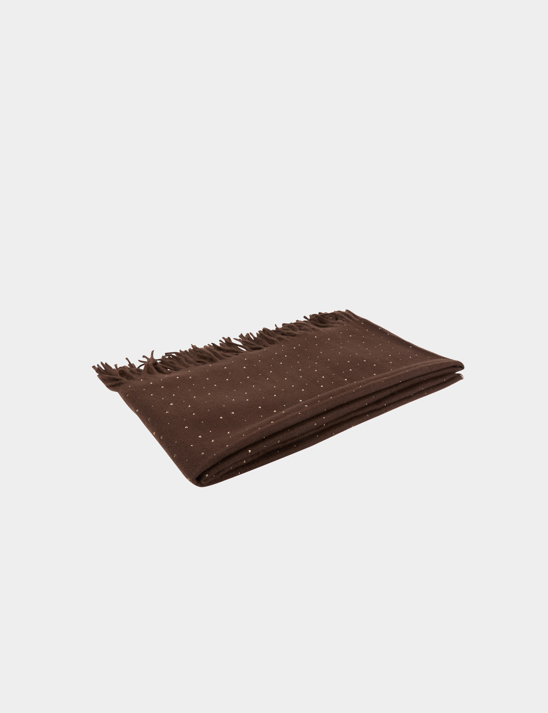 &Eacute;charpe strass franges marron fonc&eacute; femme