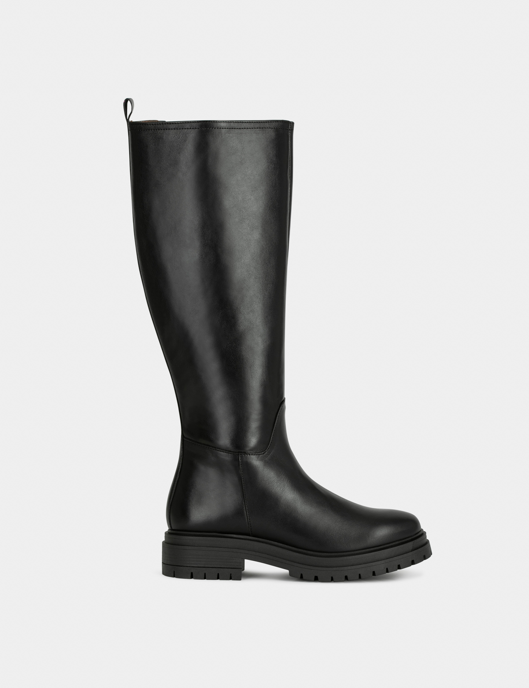 Bottes cavalières en cuir noir femme Bottes cavalières en cuir noir femme