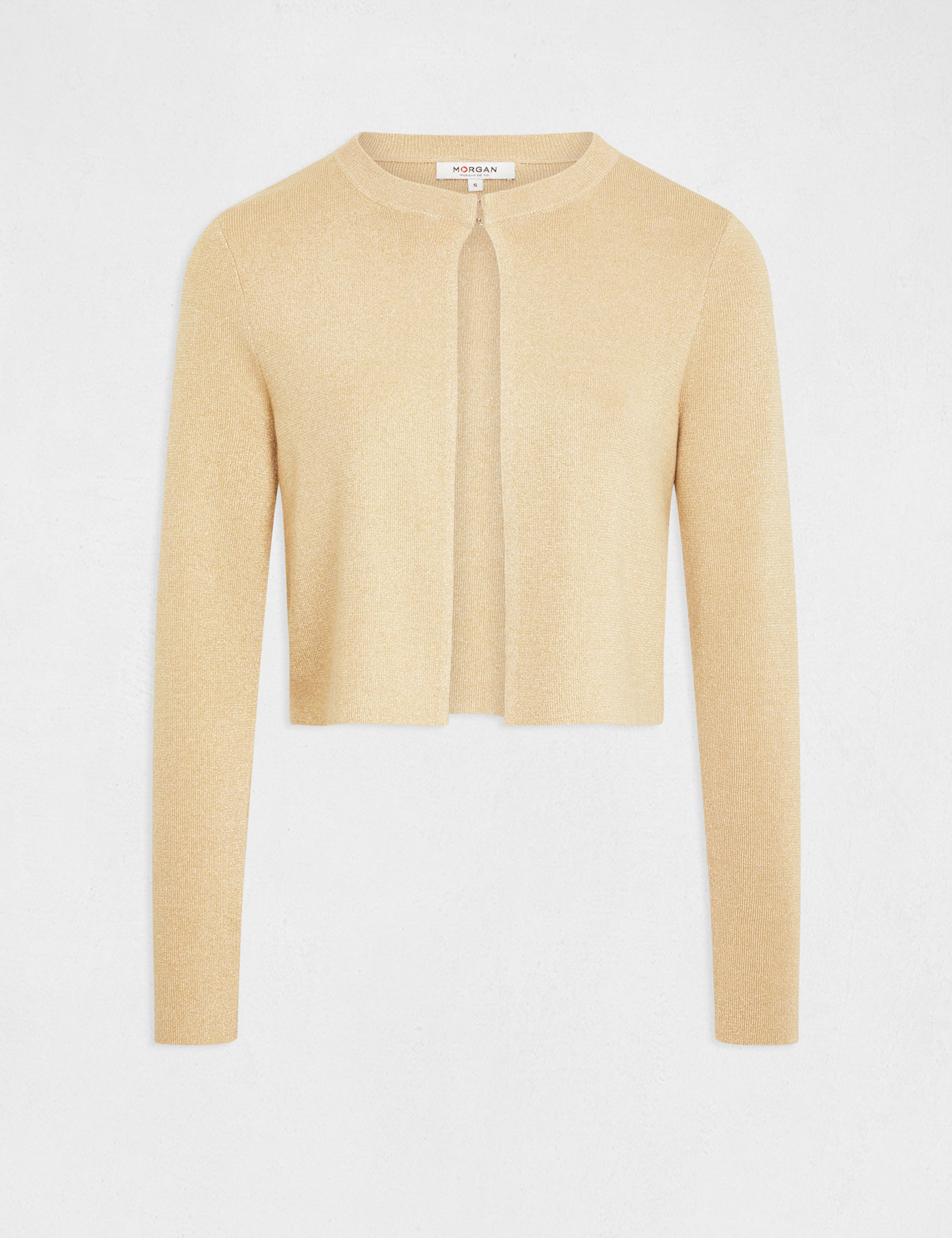 Gilet manches longues à col rond dore femme