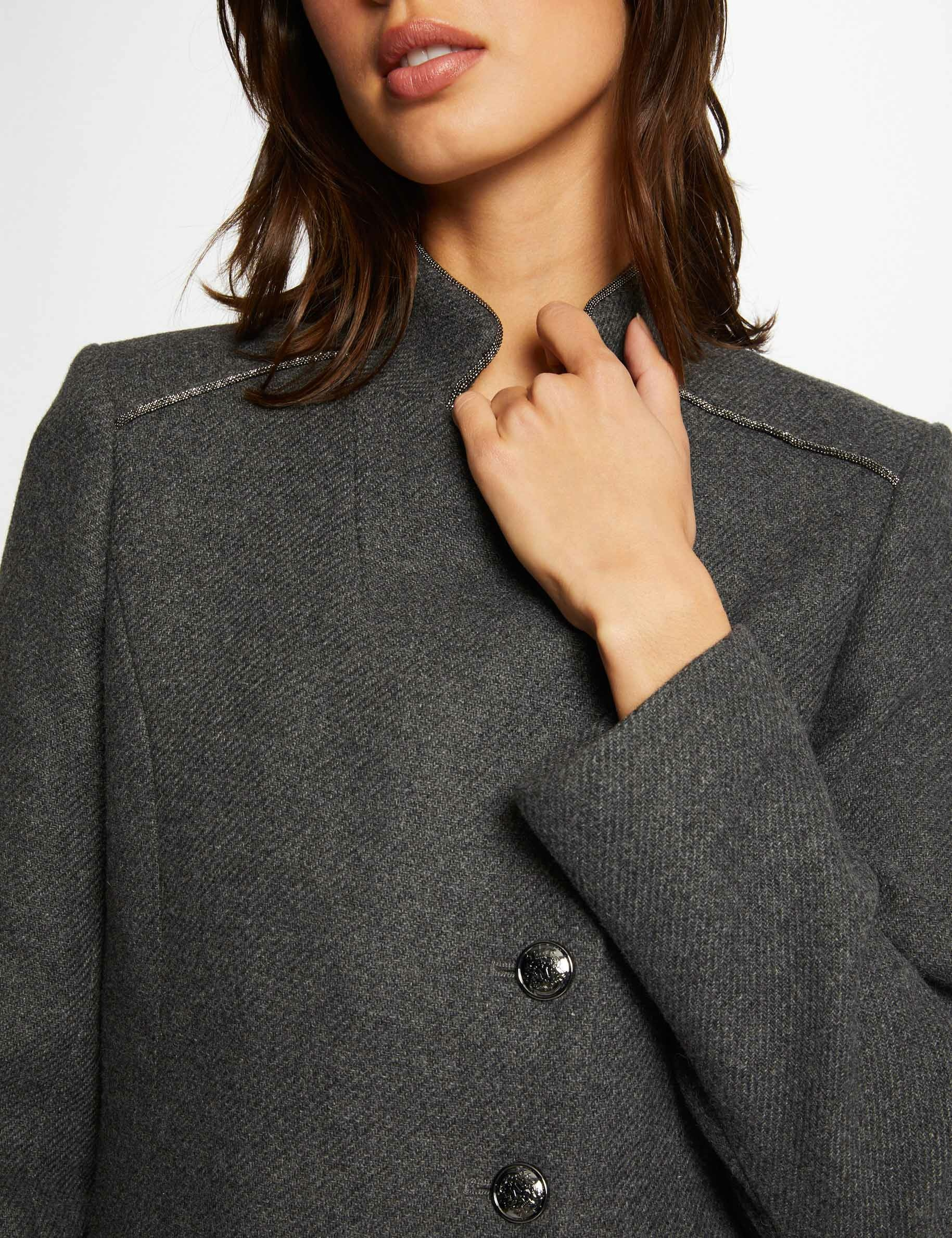 Manteau cintr?� boutonn?� gris anthracite femme | Morgan