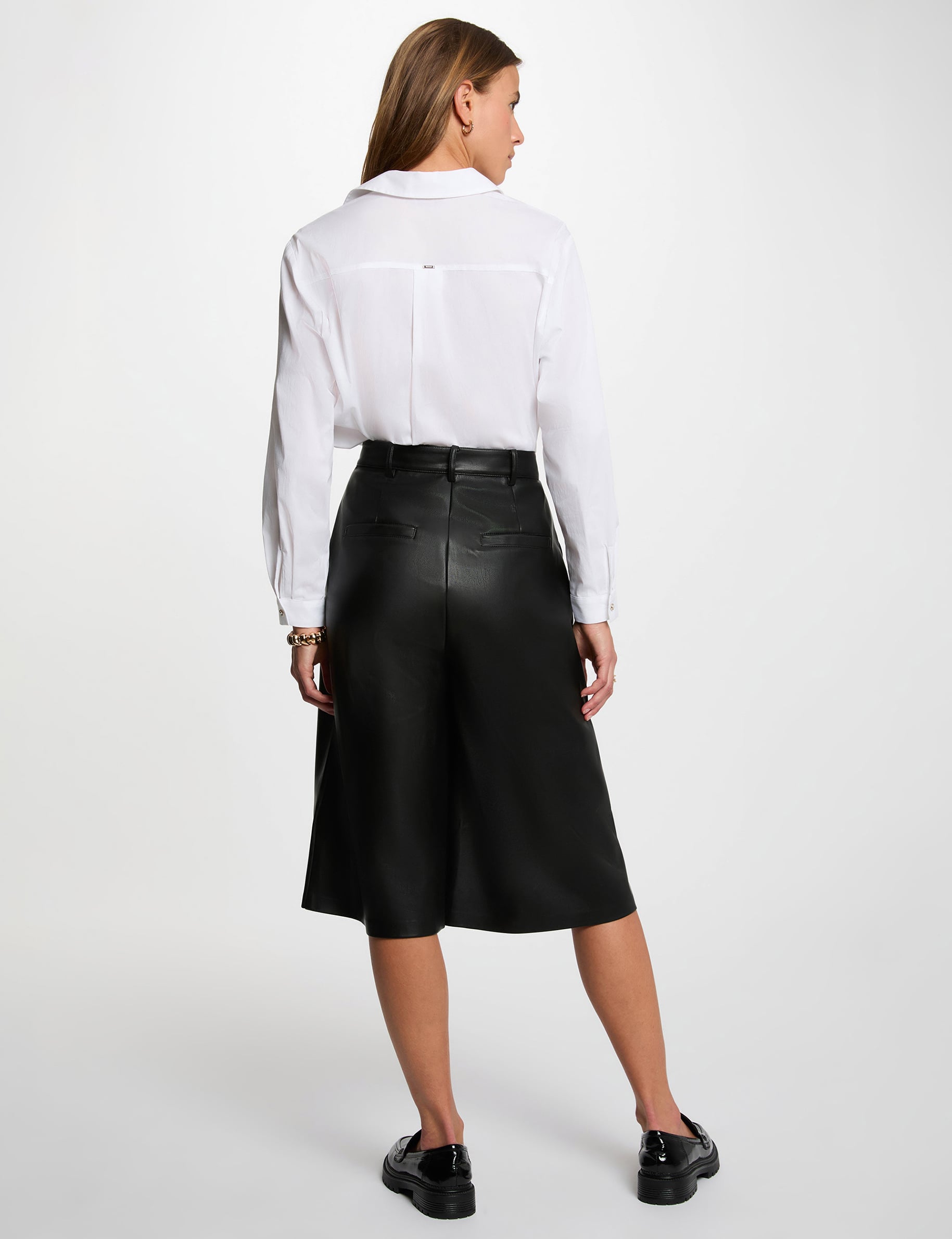 Bermuda large taille haute noir femme